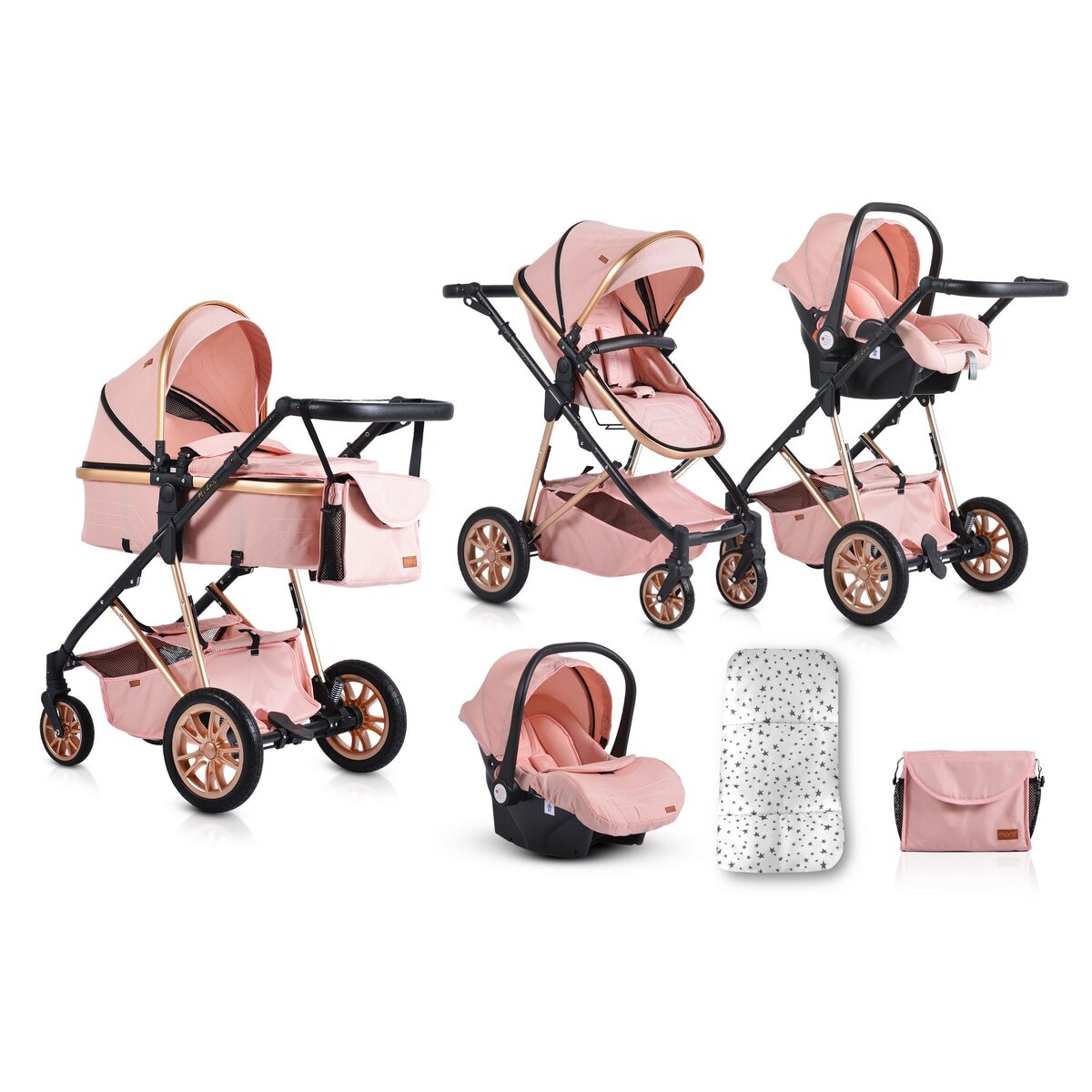 Cangaroo Poussette combinée trio 3 en 1 avec siège auto Midas 0m+ rose pas  cher 