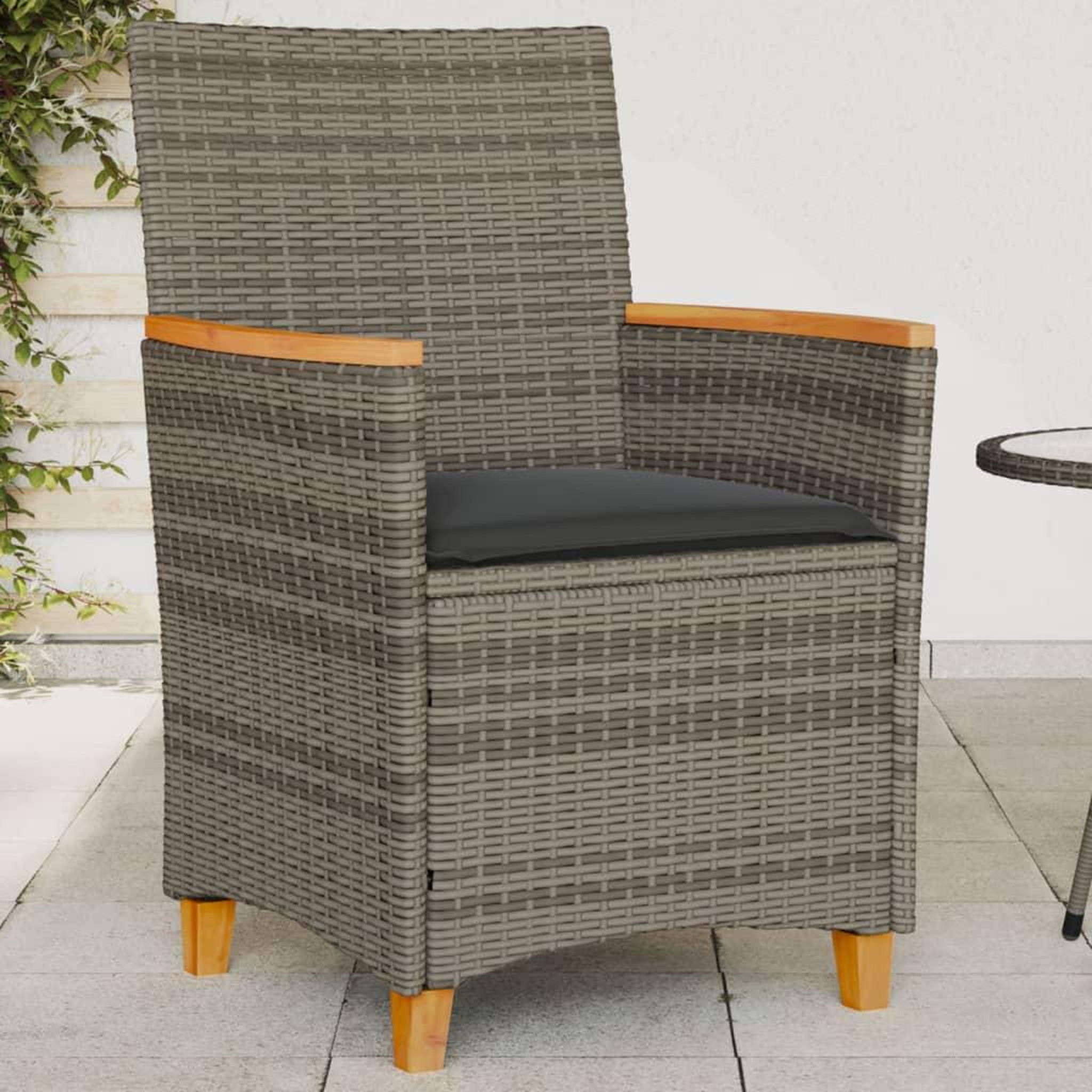 VIDAXL Chaises de jardin coussins lot de 2 gris resine tressee et bois