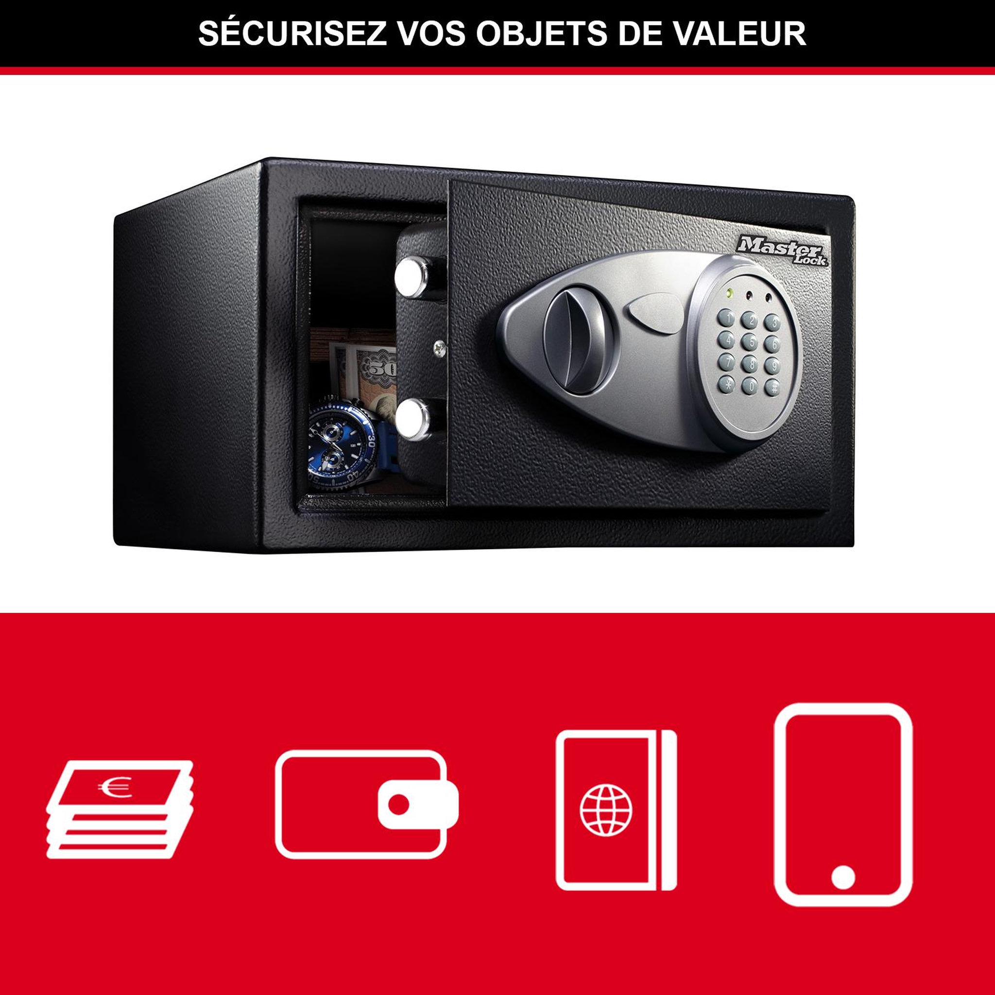 Voir la diapositive 3 : Master lock Coffre fort à combinaison à électronique - X041ML