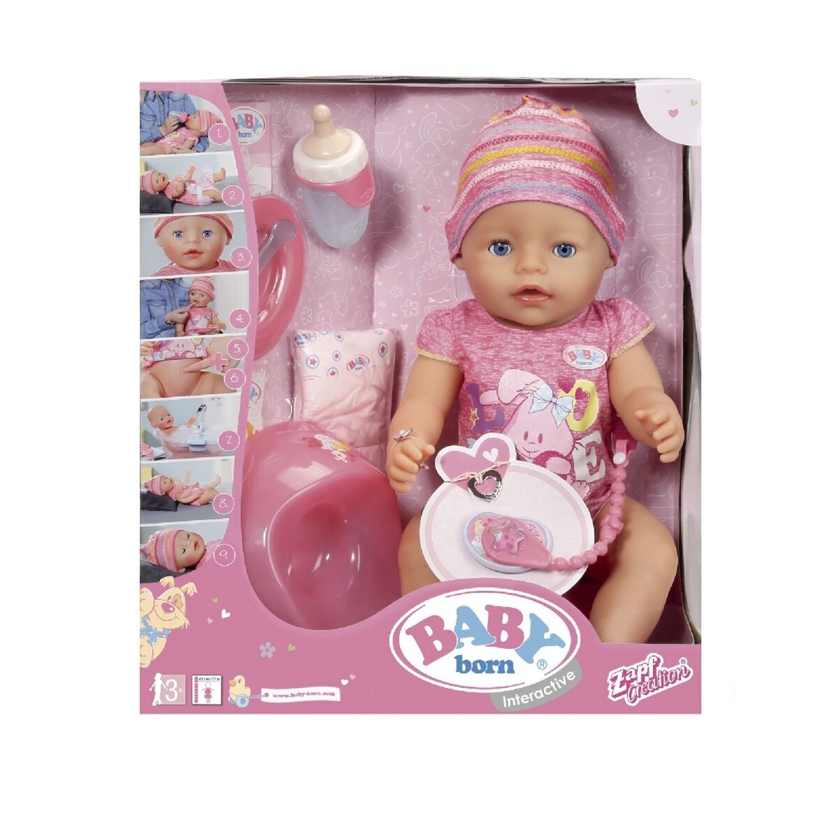 New Born Baby - Bain rose pour bébé et accessoires - Poupées