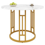 MERAX Table à manger ronde fixe blanc+doré - 80x80-80max.cm mdf