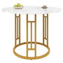 Voir la diapositive 1 : MERAX Table à manger ronde fixe blanc+doré - 80x80-80max.cm mdf