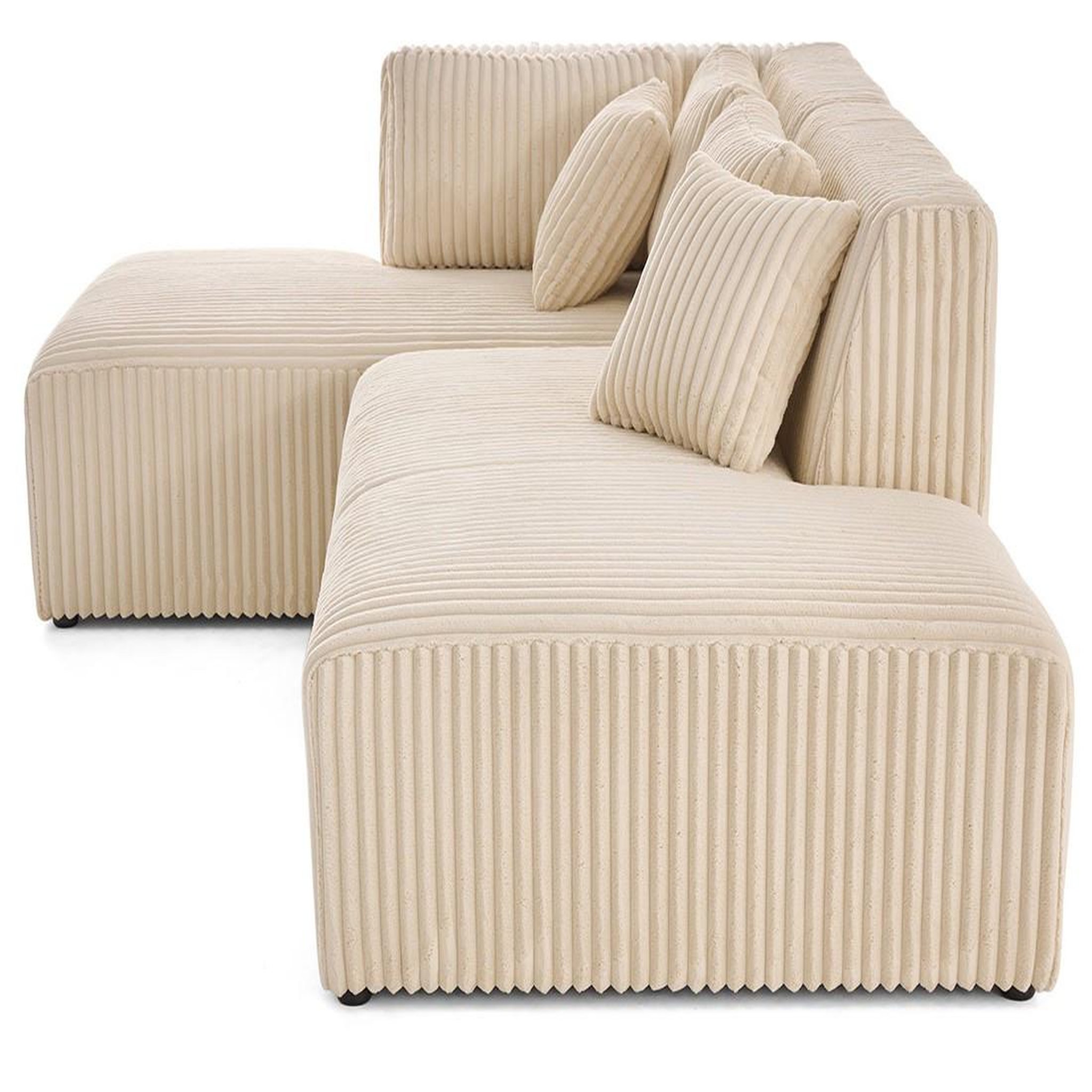Voir la diapositive 6 : LISA DESIGN Victoire - canapé modulable d'angle gauche 4 places en velours côtelé grosses côtes