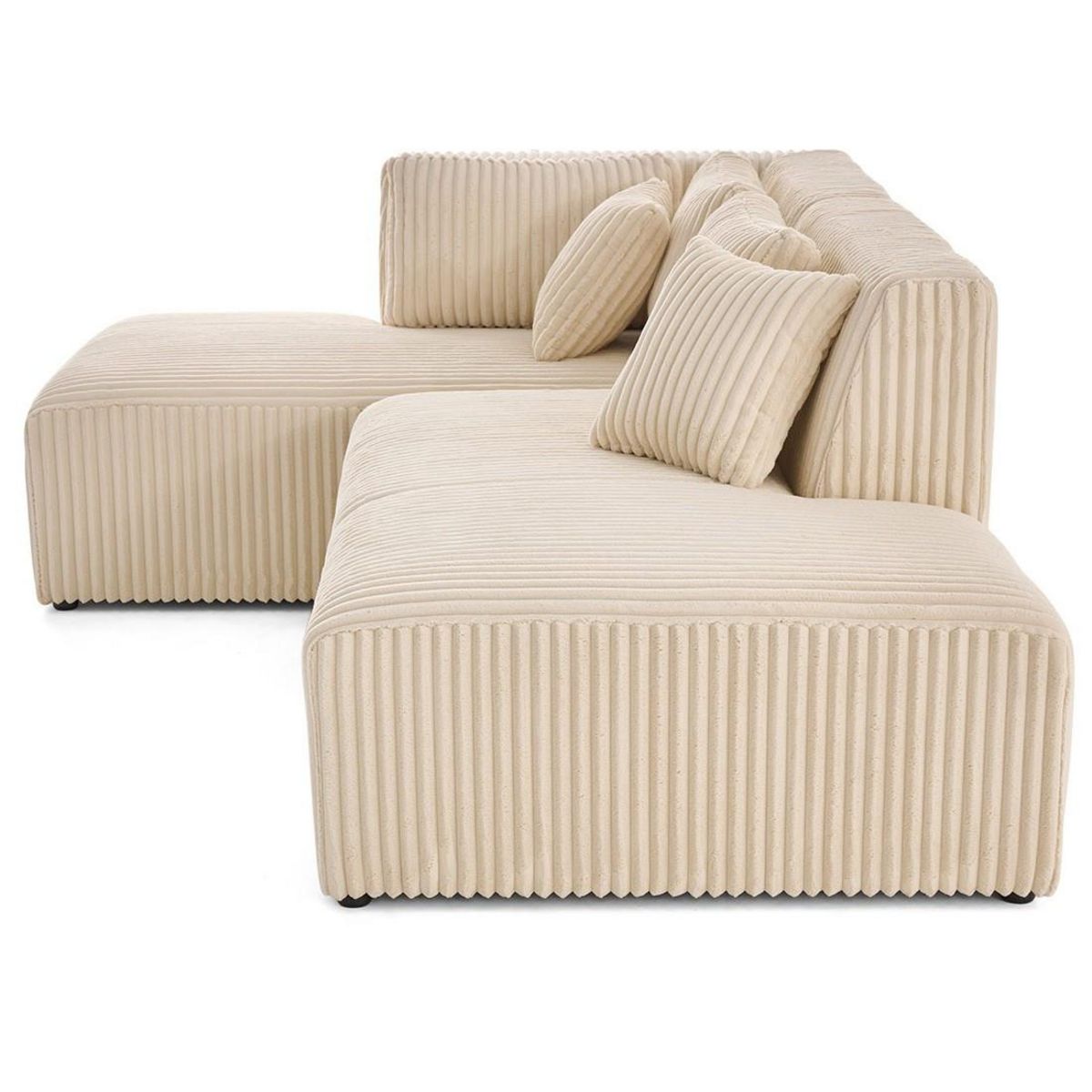 LISA DESIGN Victoire - canapé modulable d'angle gauche 4 places en velours côtelé grosses côtes