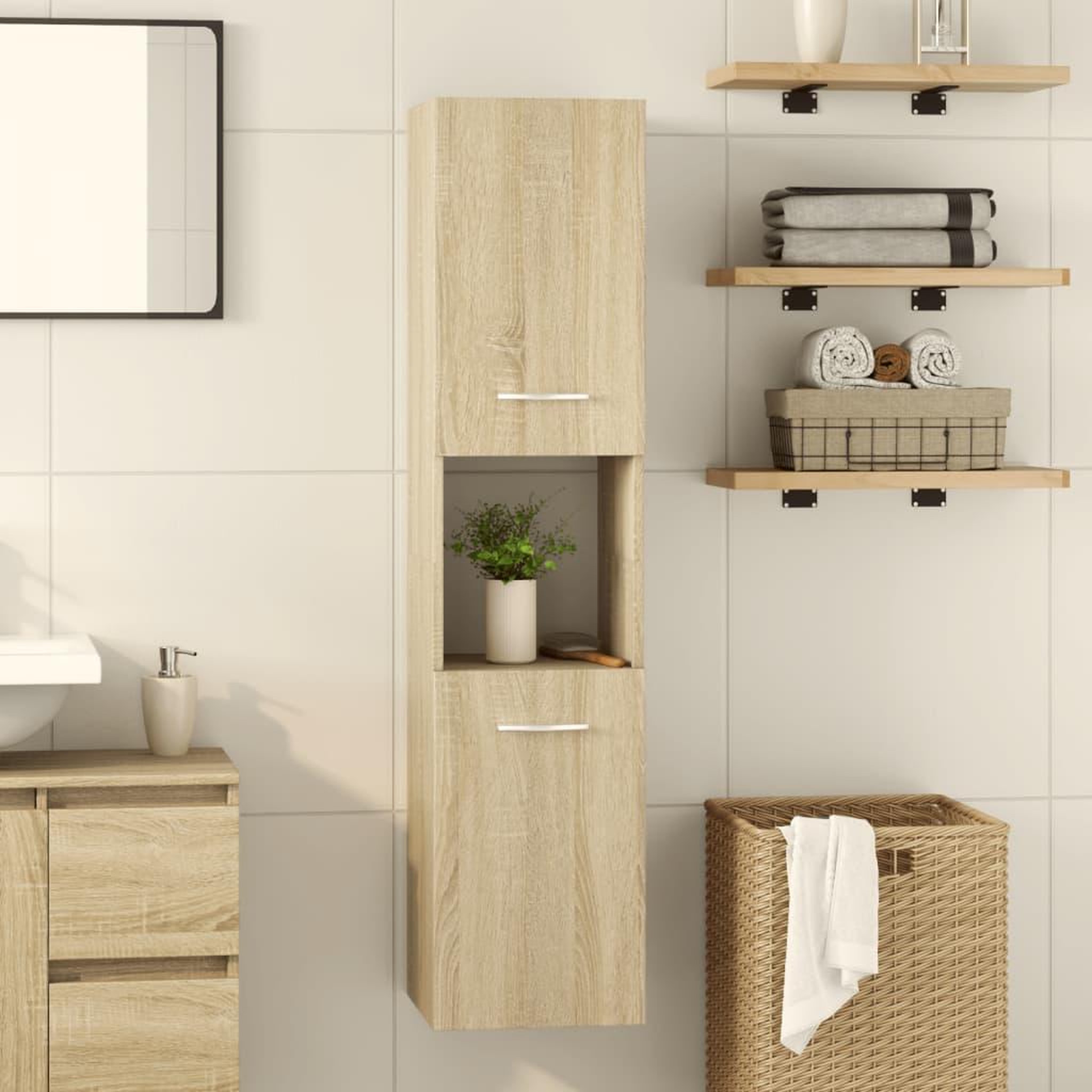 VIDAXL Armoire de salle de bain Chene sonoma 30x30x130 cm Agglomere
