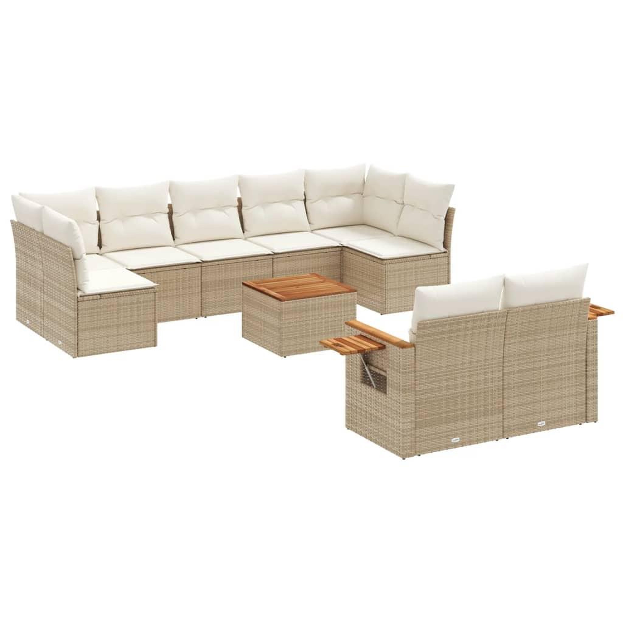 Voir la diapositive 2 : VIDAXL Salon de jardin avec coussins 10 pcs beige resine tressee