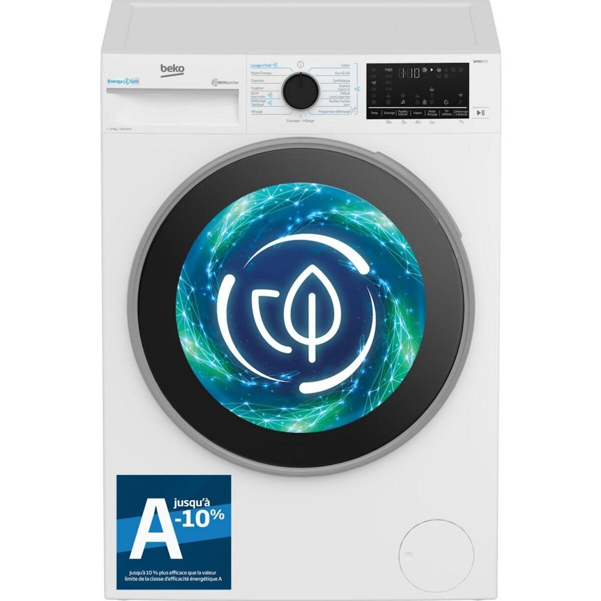 Beko Lave linge hublot B7WFT6104019W EnergySpin FiberCatcher