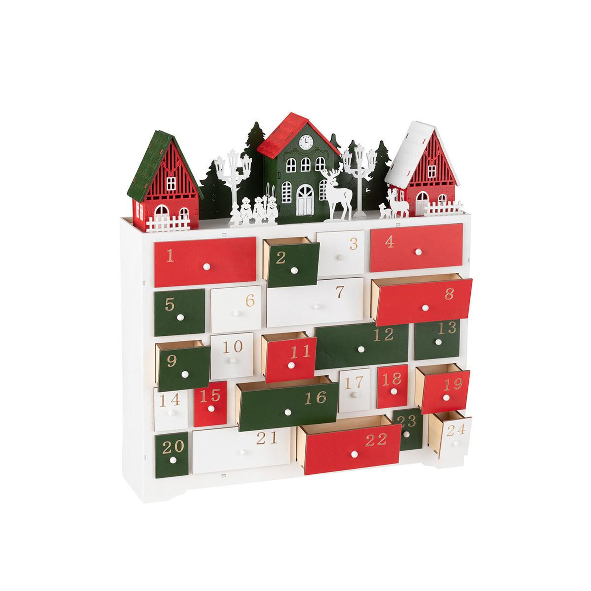 Voir la diapositive 2 : J-LINE Calendrier de l'avent à led  hiver  41cm multicolore