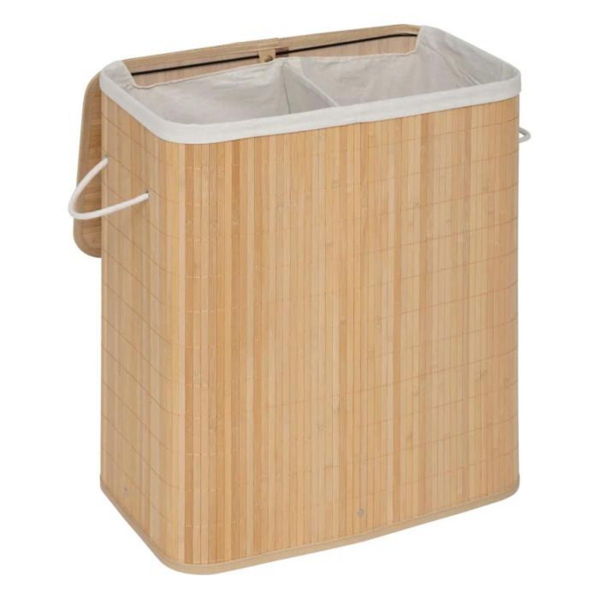 FIVE Panier à Linge Double  Bambou  100L Naturel
