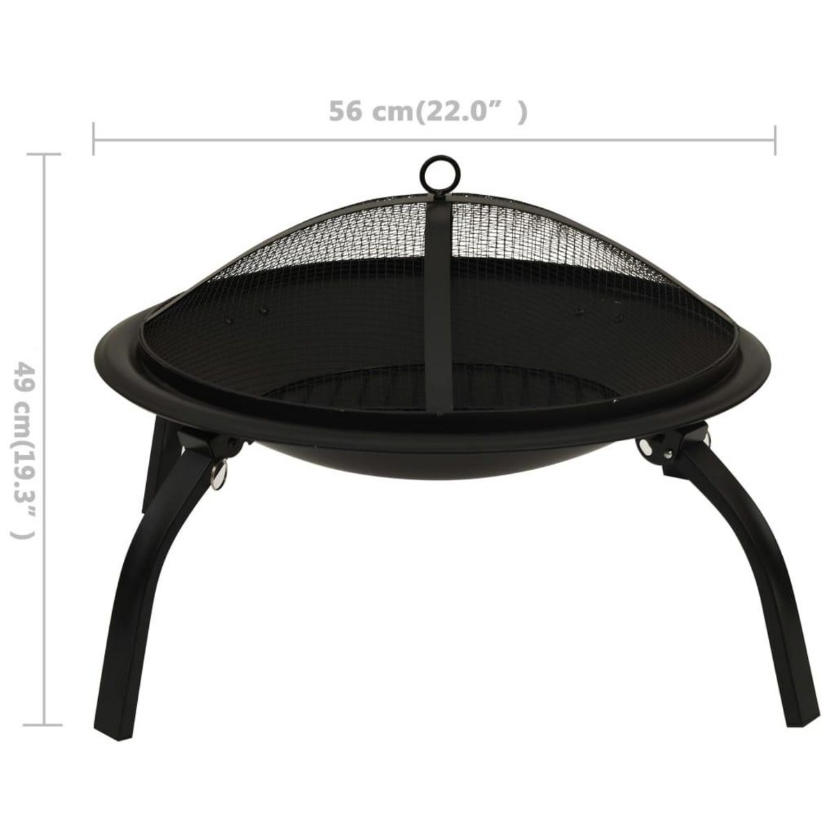 VIDAXL Foyer et barbecue avec tisonnier 2 en 1 56x56x49 cm Acier