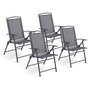 Voir la diapositive 1 : ID MARKET Lot de 4 chaises de jardin pliantes avec accoudoirs ALGHERO métal et textilène gris anthracite