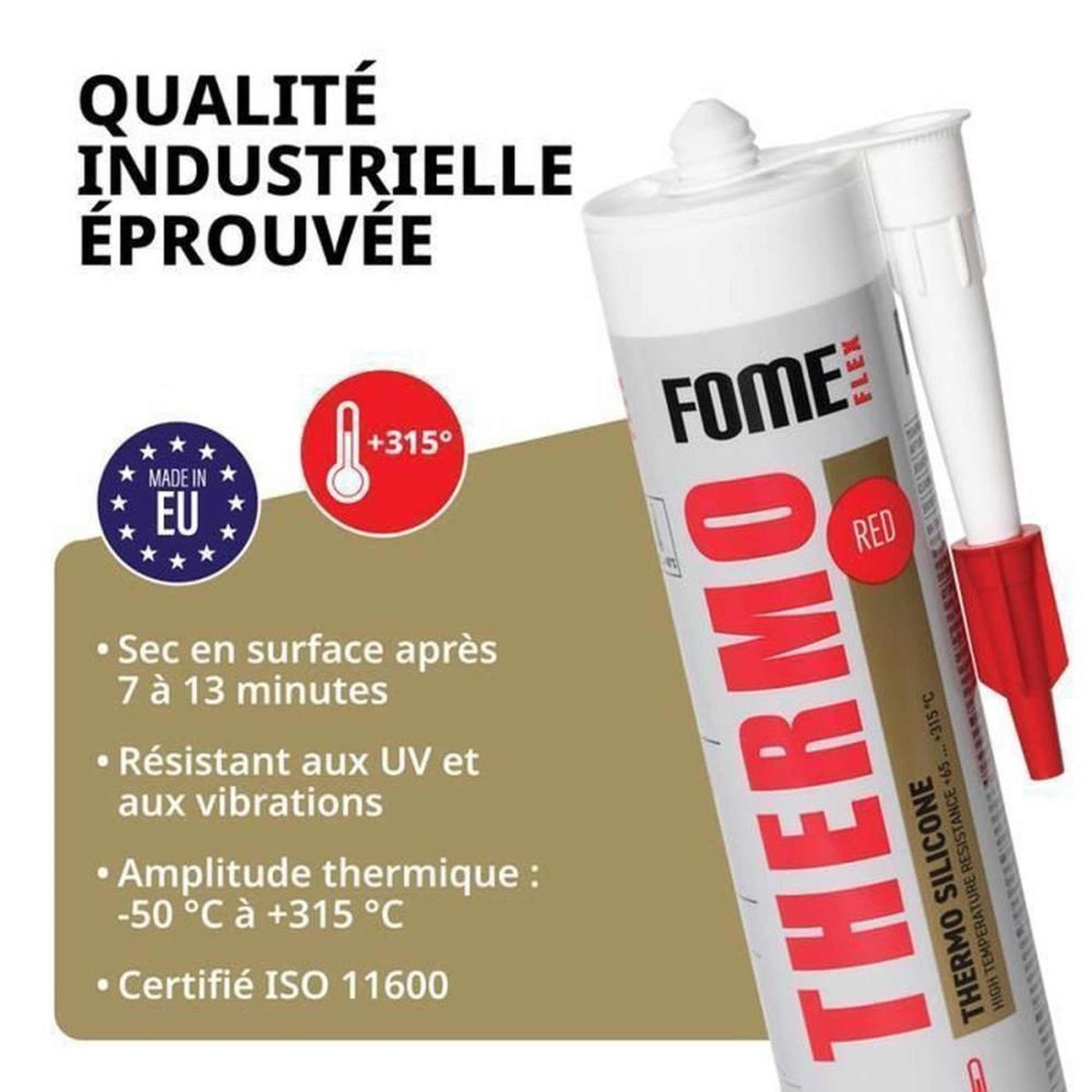 Voir la diapositive 4 : Mastic silicone rouge haute température Thermo 315 300 ml en cartouche