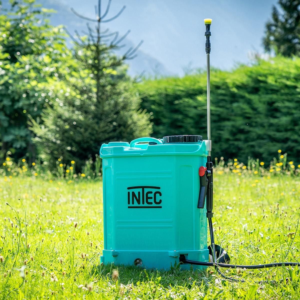INTEC Pulvérisateur à batterie à dos 16L - Pression 5 Bar Lance extensible 3 Buses Pulvérisateur électrique INTEC