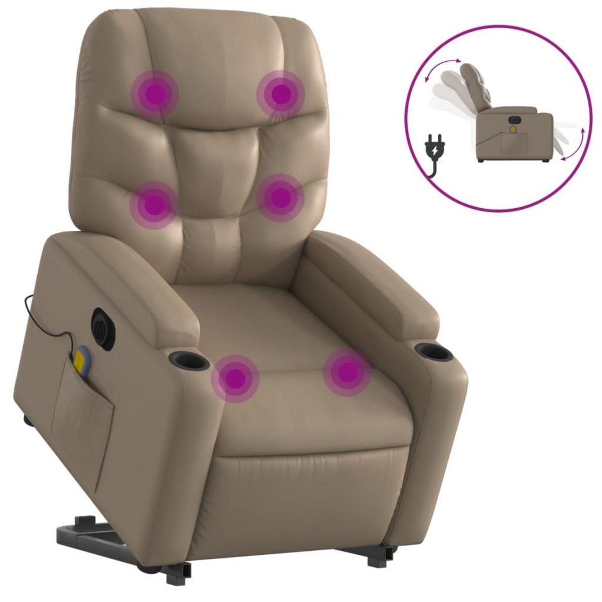 VIDAXL Fauteuil inclinable de massage electrique cappuccino similicuir