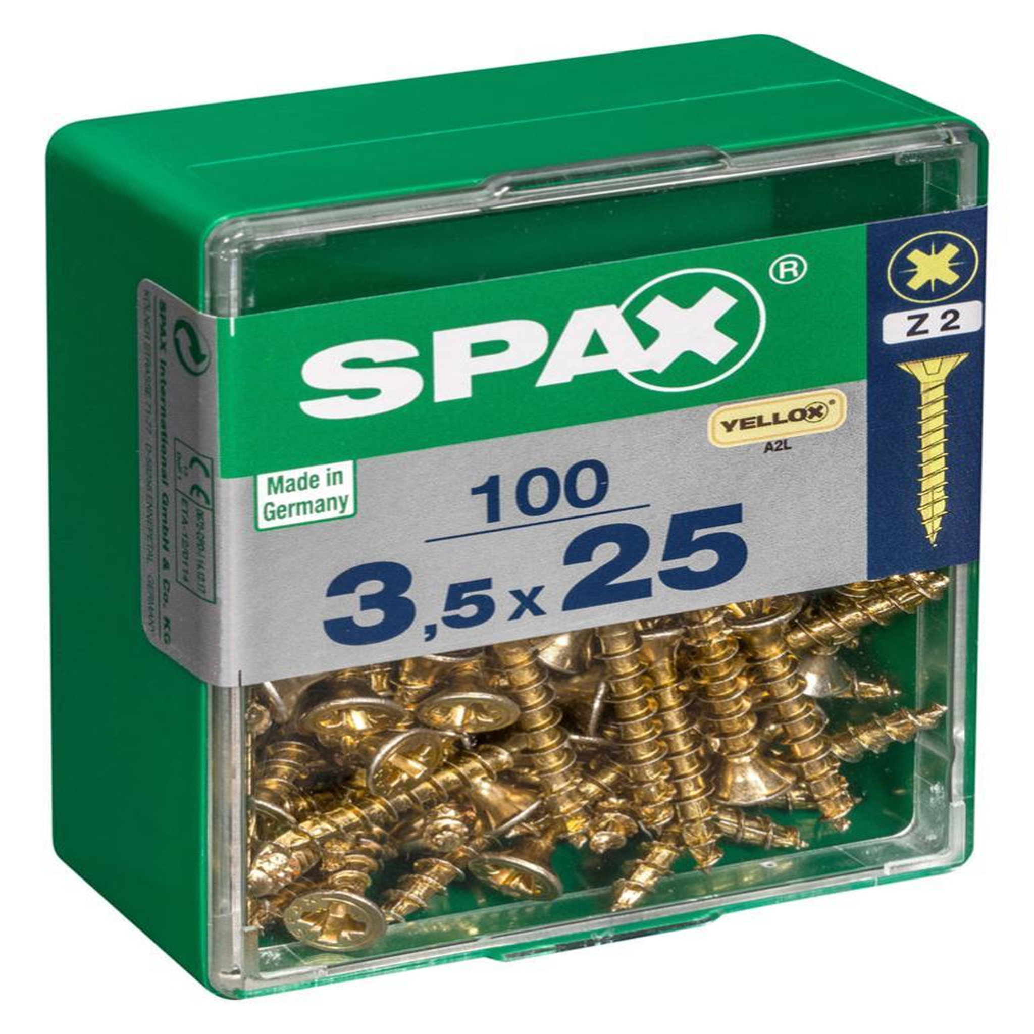 CENTRALE BRICO Lot de 100 vis acier tête fraisée pozidriv SPAX, Diam.3.5 mm x L.25 mm