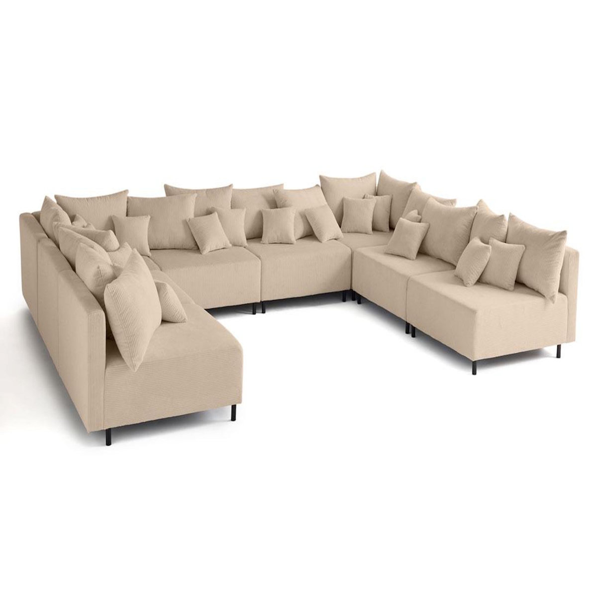 LISA DESIGN Edinburg - canapé modulable panoramique 8 places - en velours côtelé