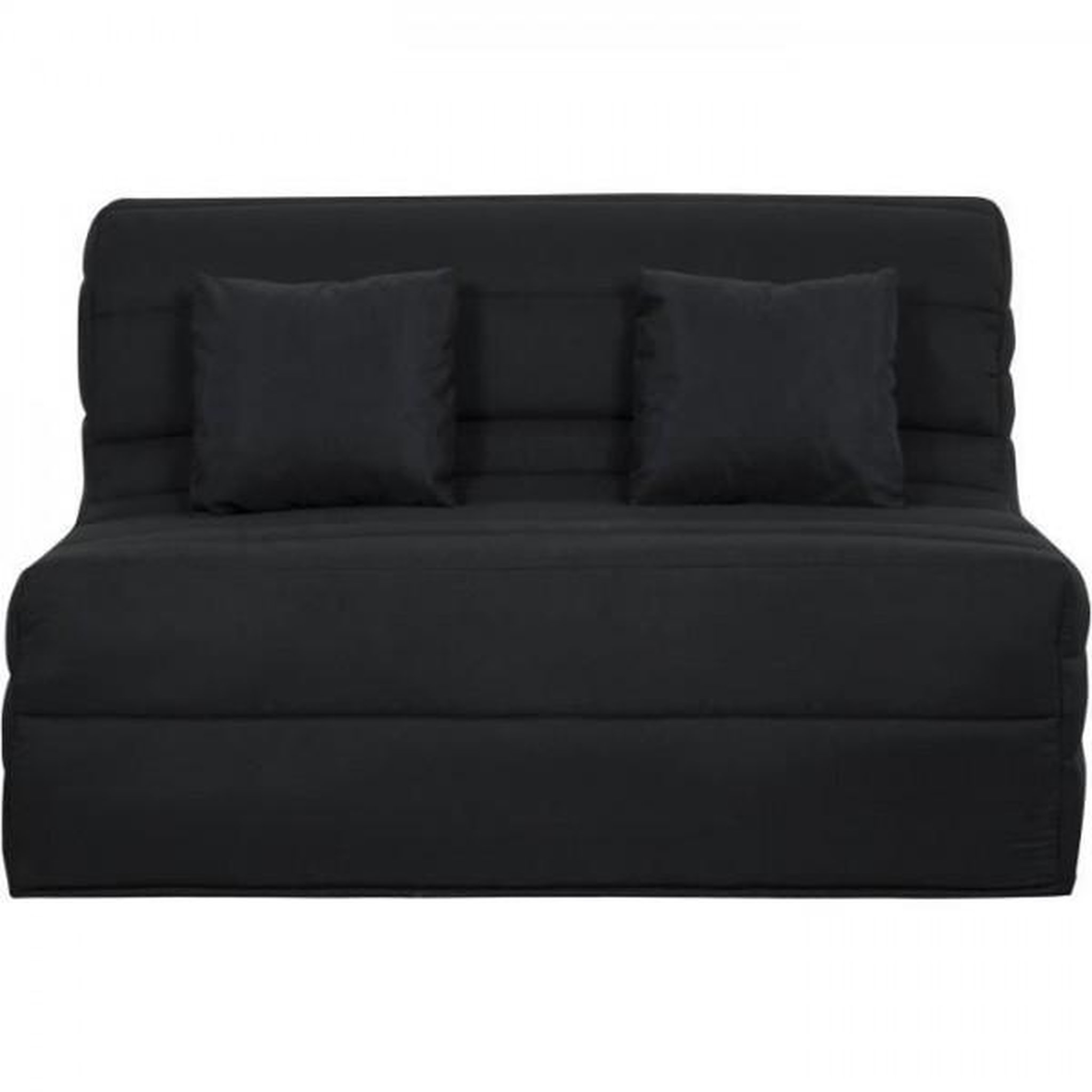 Voir la diapositive 1 : DUNLOPILLO DUNLOPILLO Banquette BZ - Tissu Noir + 2 coussins noir - L 140 x P 99 x H 98 cm ALICE