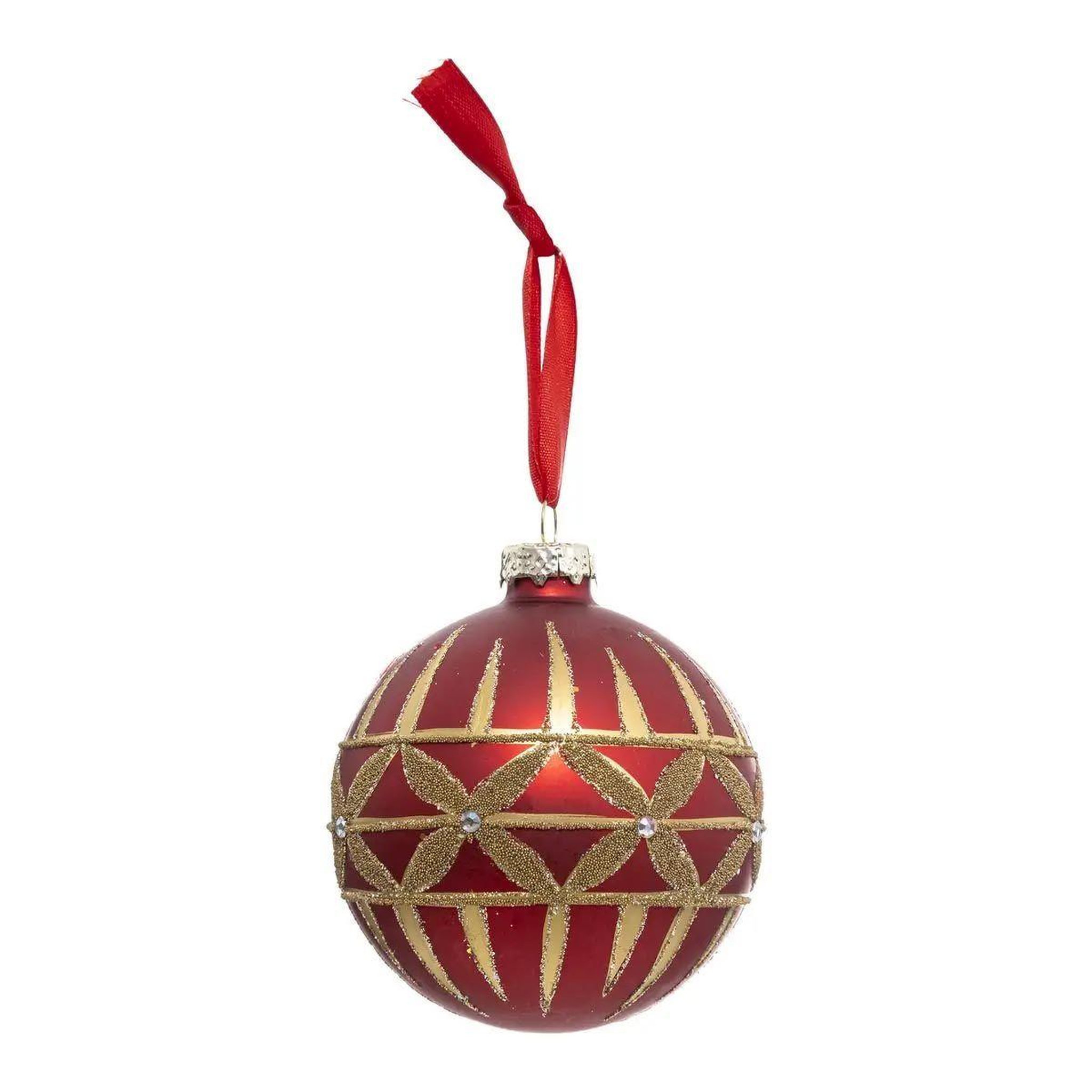 ATMOSPHERA Boule de noël strass  féerie folk  8cm rouge