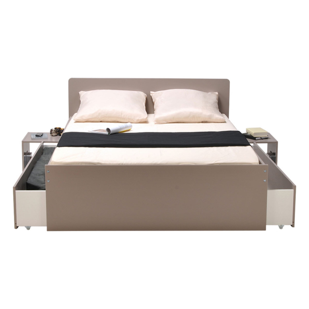 Lit XENA 140 x 190 cm avec chevets et tiroirs