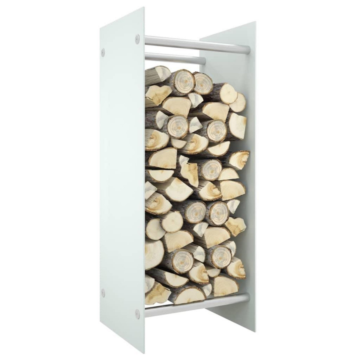 VIDAXL Portant de bois de chauffage Blanc 40x35x100 cm Verre trempe