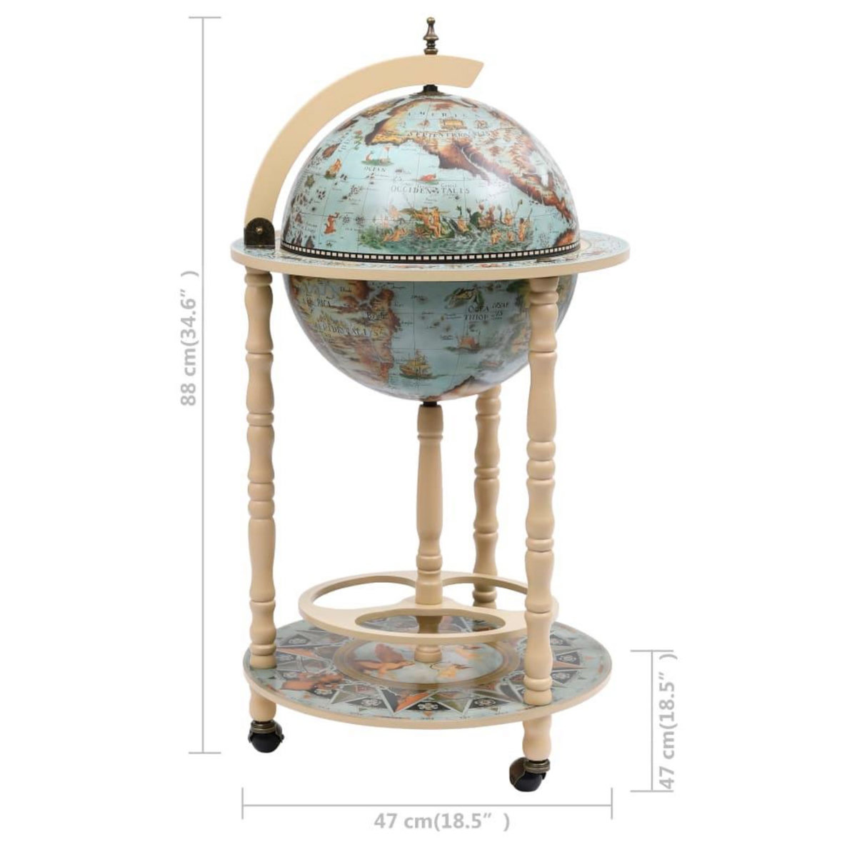 VIDAXL Bar sous forme de globe Bois d'eucalyptus Bleu