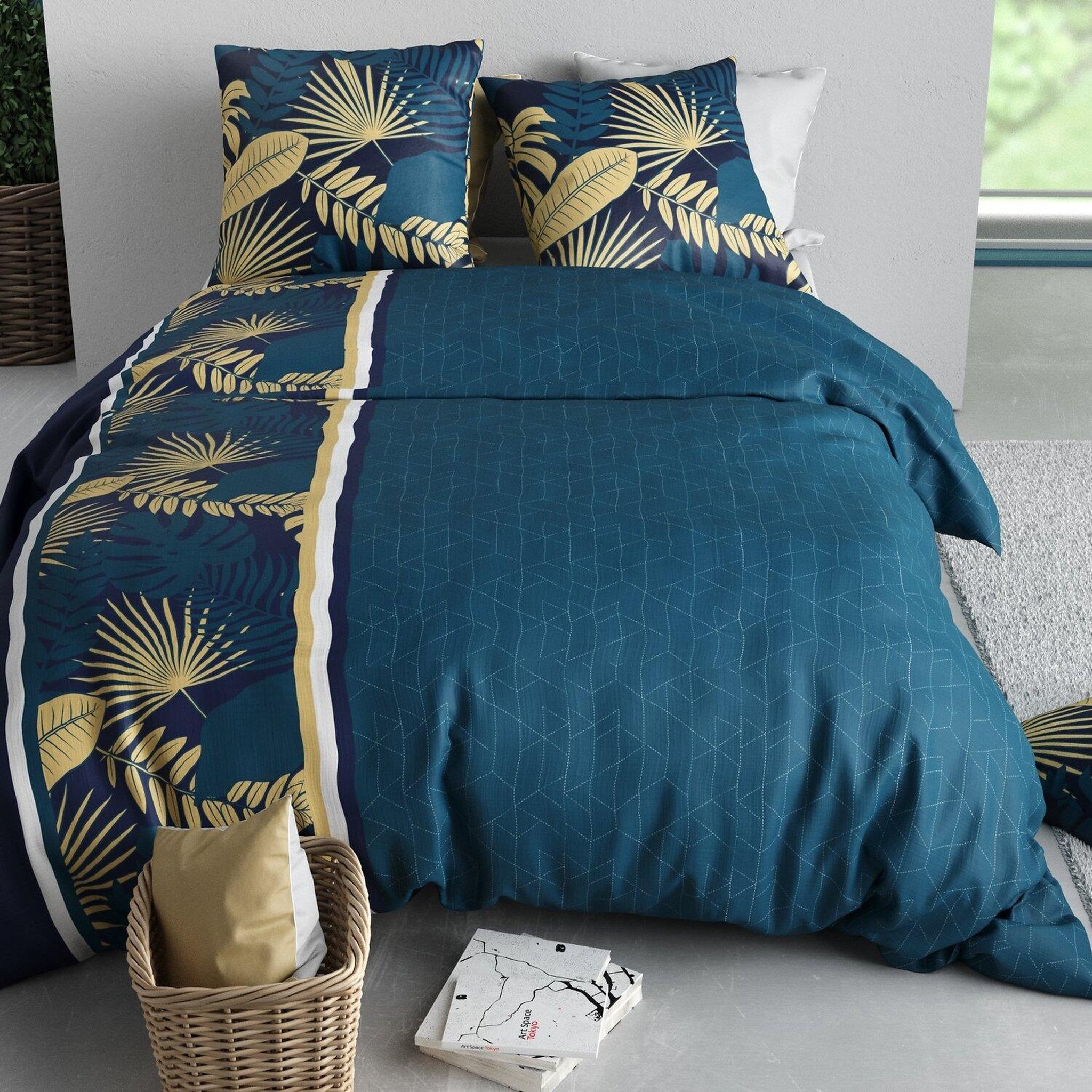 Voir la diapositive 6 : ATELIER DU COTON Parure housse de couette 100% coton 57fils tropeal