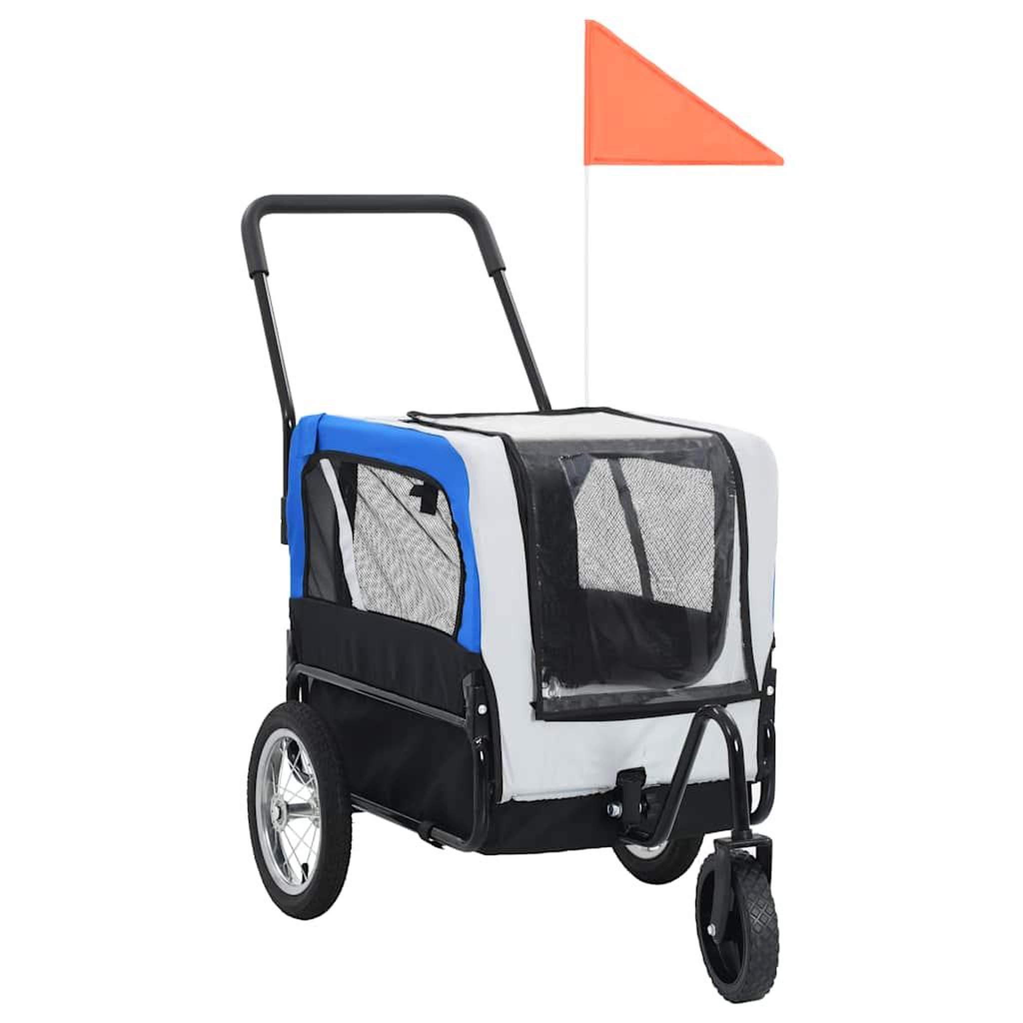 VIDAXL Remorque de velo pour chiens et poussette 2-en-1 gris et bleu