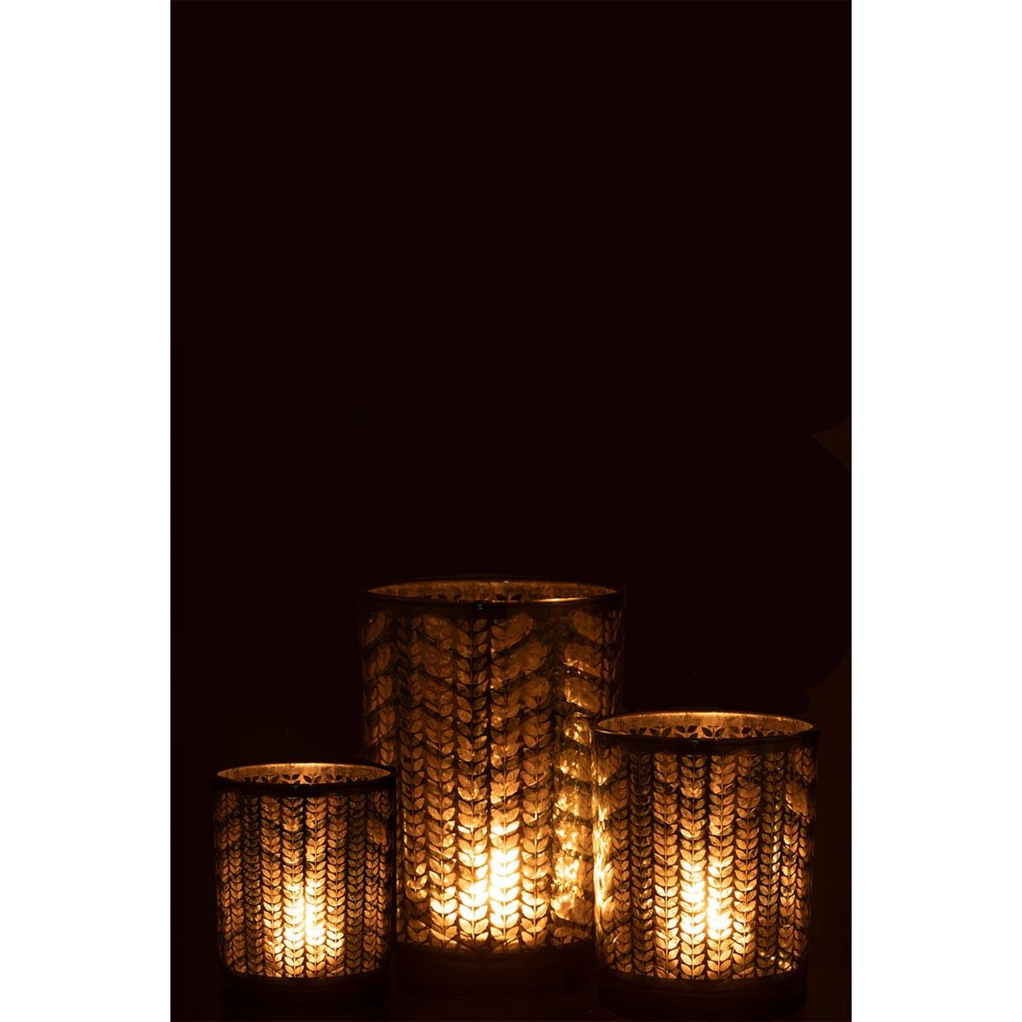 Voir la diapositive 6 : J-LINE Photophore Design en Verre  Chevrons  18cm Vert
