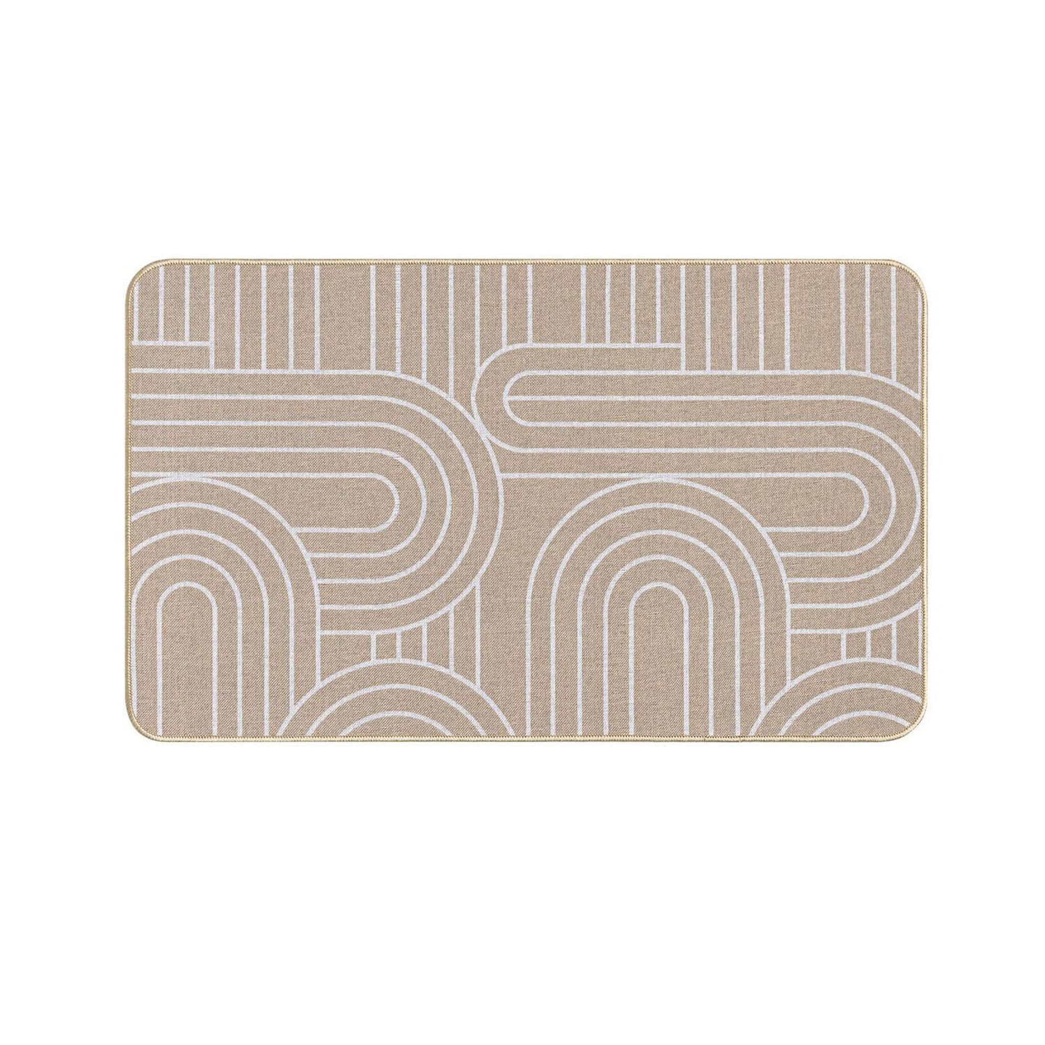 DOUCEUR D'INT�RIEUR Tapis antidérapant imprimé design modul - 45 x 75 cm - blanc et marron