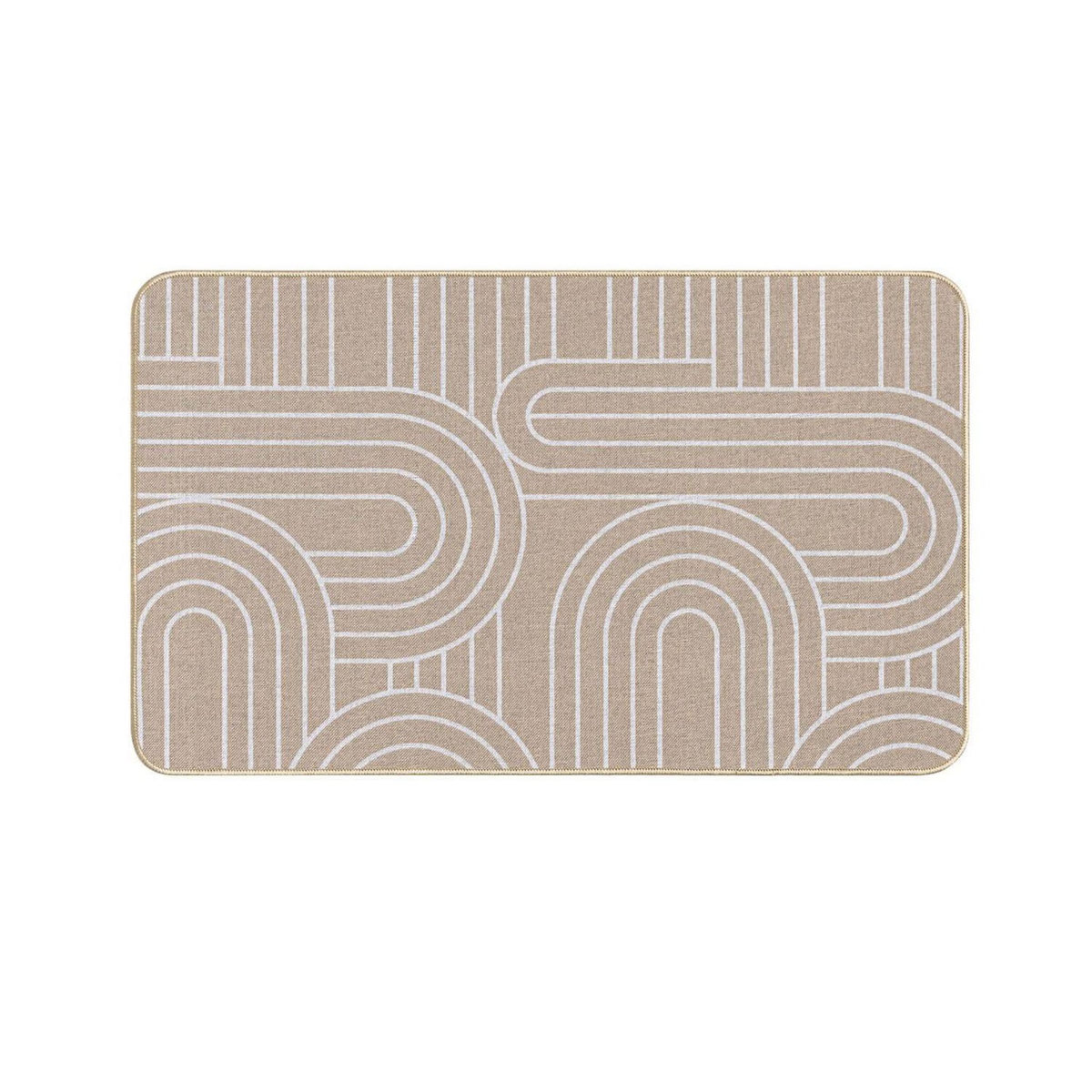 Douceur d'Intérieur Tapis antidérapant imprimé design MODUL - 45 x 75 cm - Blanc et marron