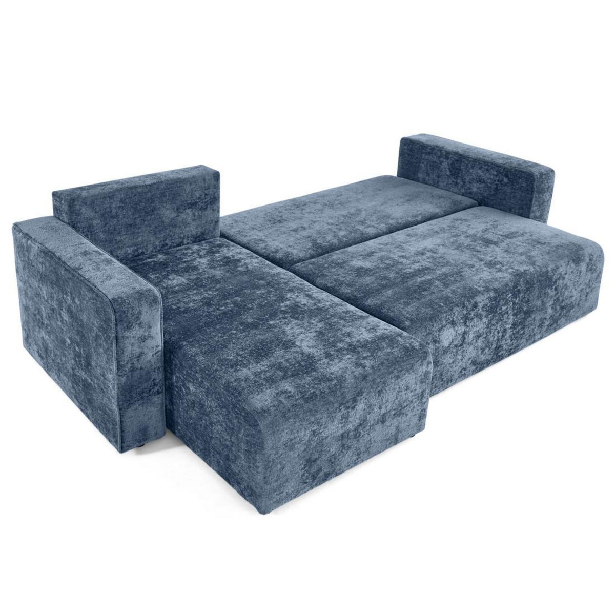 BEST MOBILIER Topaze - canapé d'angle réversible 4 places convertible avec coffre en velours à relief texturé