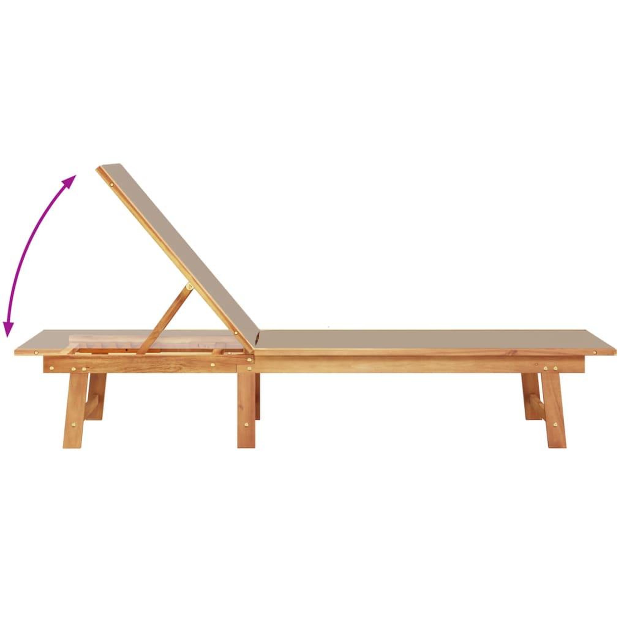 Voir la diapositive 5 : VIDAXL Chaises longues lot de 2 table taupe bois d'acacia et textilene