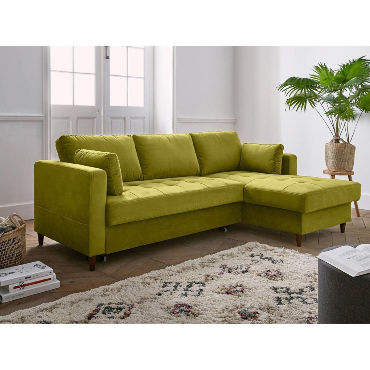 LISA DESIGN Anna - canapé d'angle droit - 4 places - convertible avec coffre - en velours