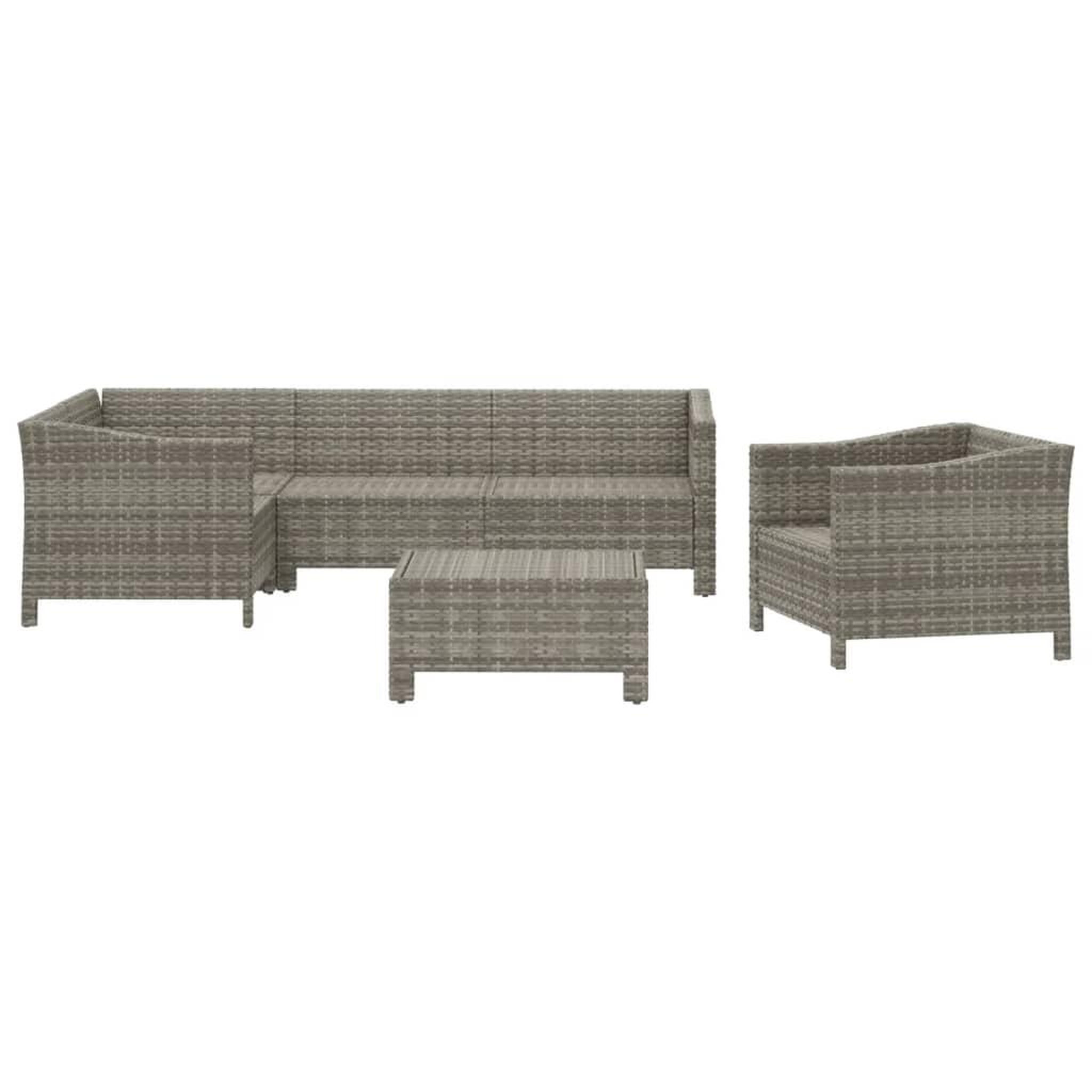Voir la diapositive 4 : VIDAXL Salon de jardin 6 pcs avec coussins Gris Resine tressee