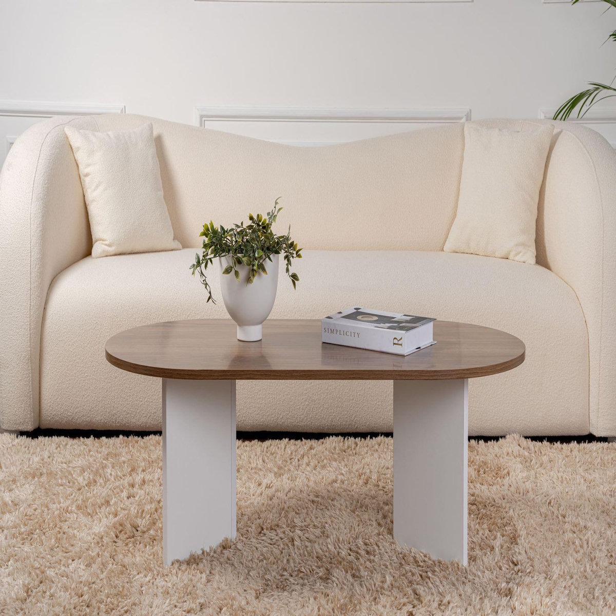 Habitat et Jardin Table basse en bois  Sable  - 60 x 119 x 40 cm - NoyerBlanc