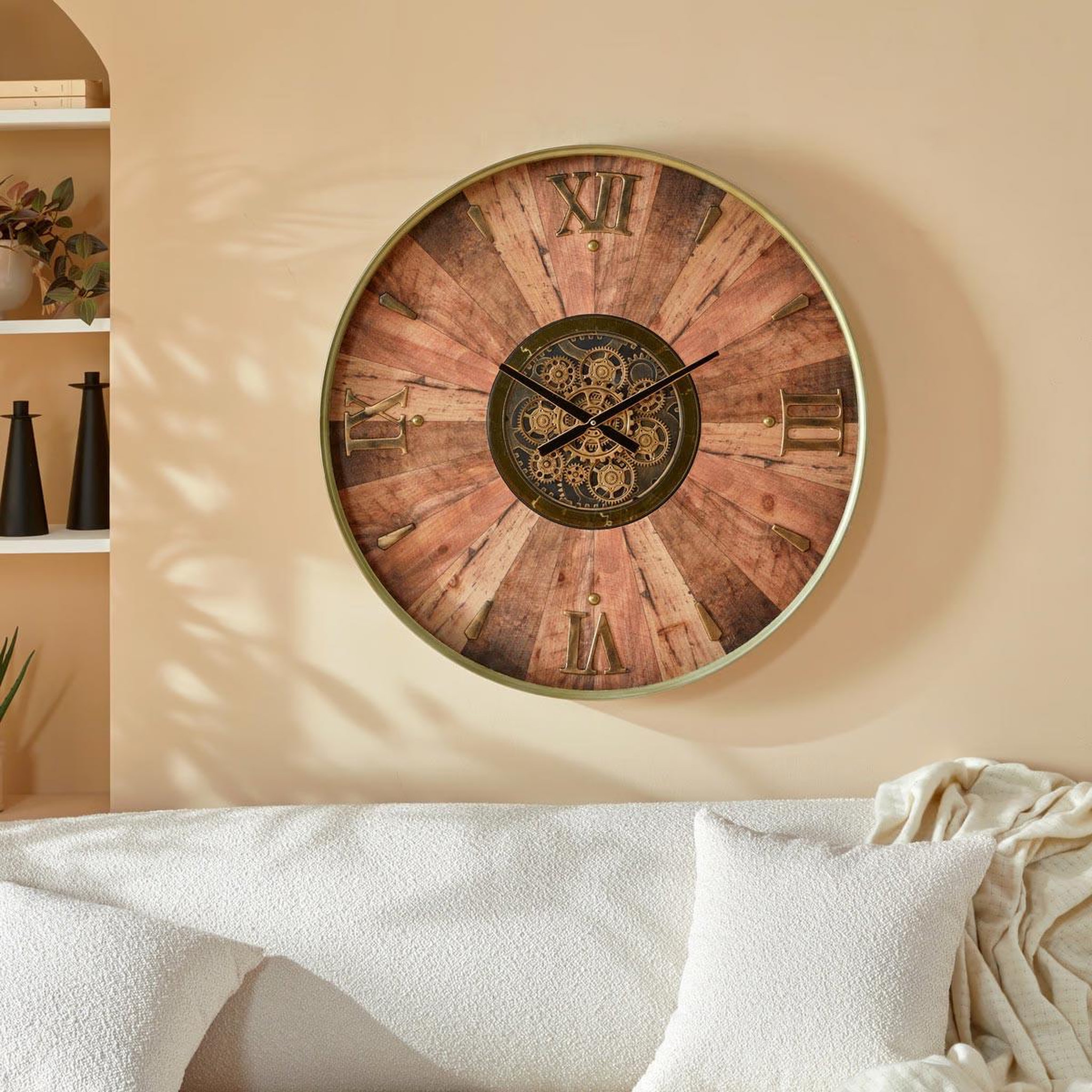 Voir la diapositive 6 : ATMOSPHERA Horloge murale mécanisme  keane  80cm marron