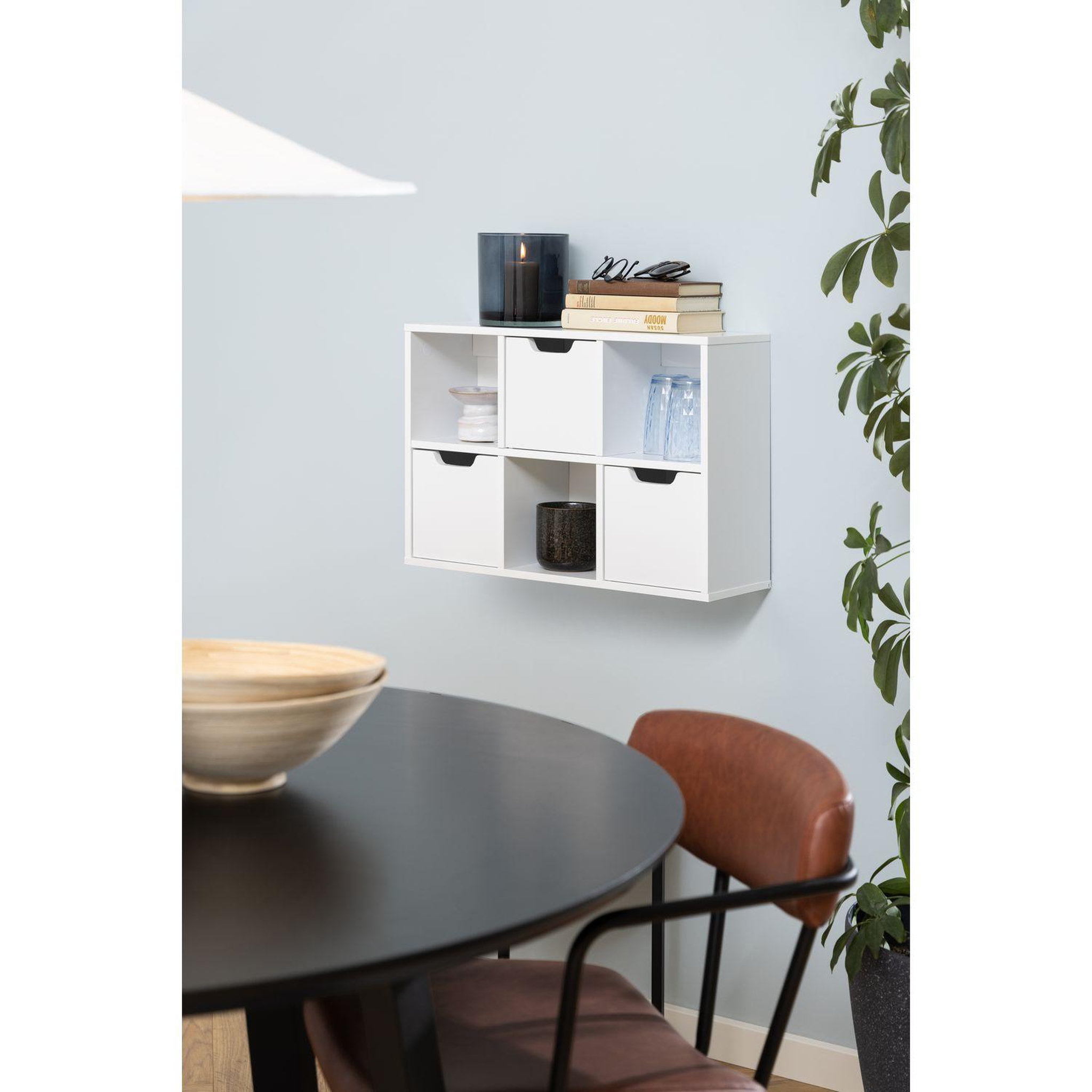 Voir la diapositive 2 : TOILINUX Etagère murale 6 cases Soren en bois - Blanc