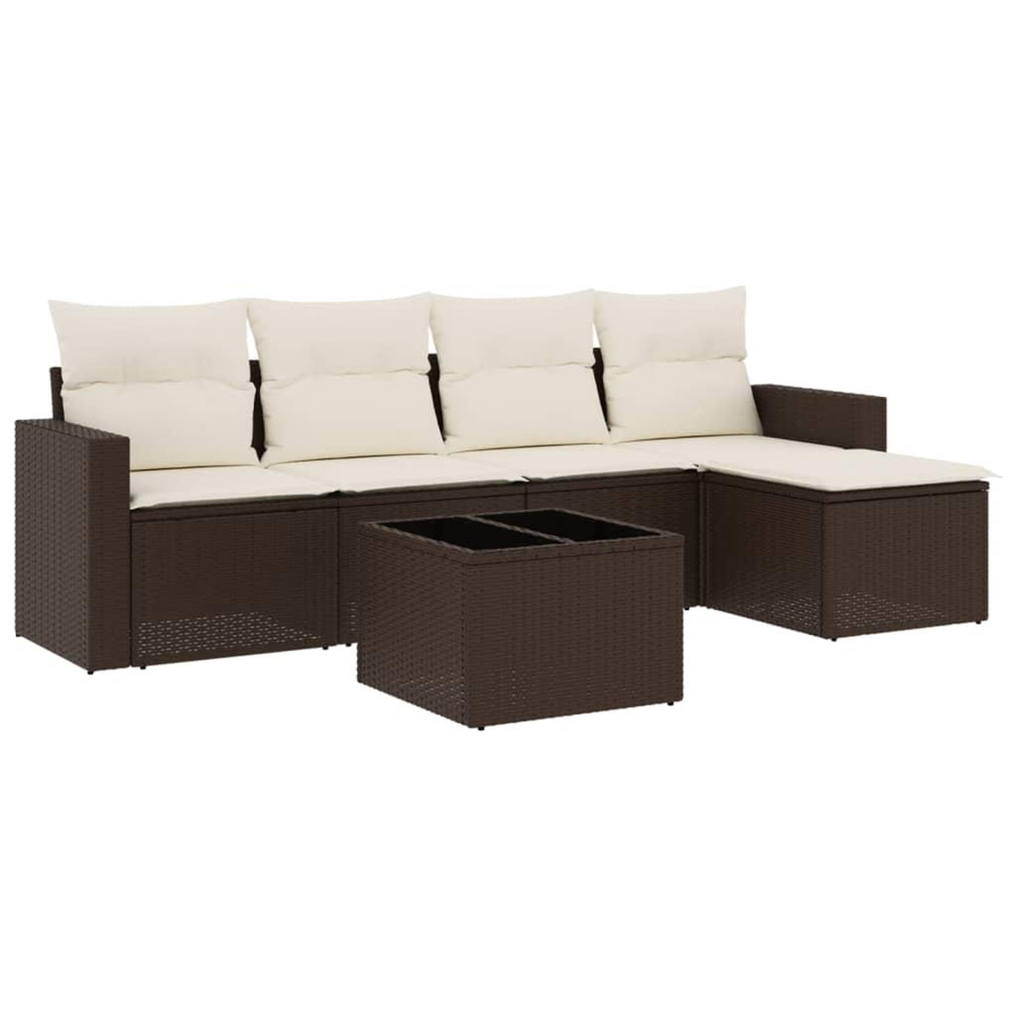Voir la diapositive 2 : VIDAXL Salon de jardin avec coussins 6 pcs marron resine tressee