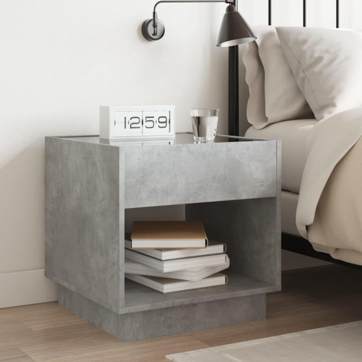 VIDAXL Table de chevet avec LED infini gris beton 50x50x50 cm