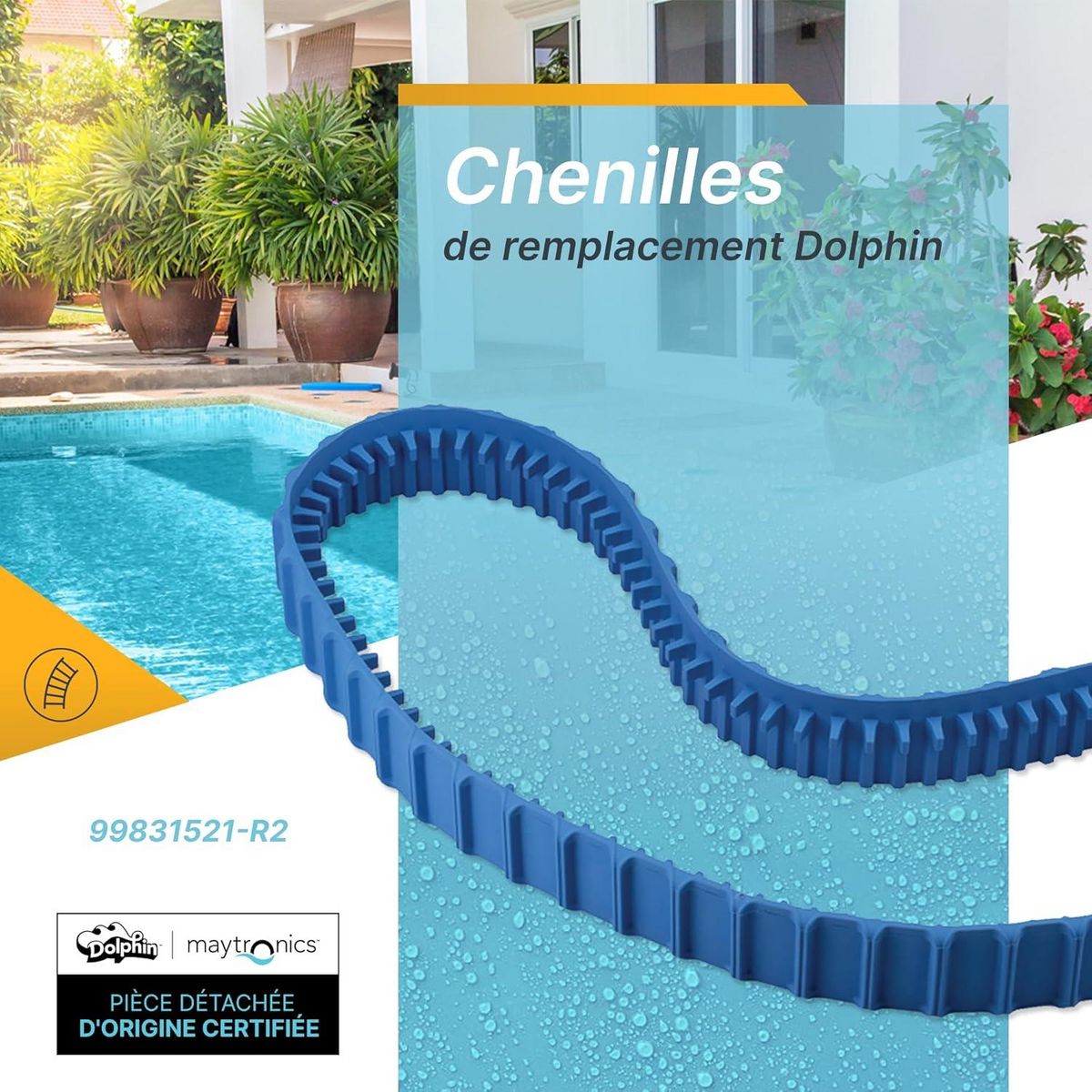 Dolphin Chenilles de remplacement bleues (2 pièces) pour robot dolphin s100, s200, s300, s300i, s400 - 99831521-r2