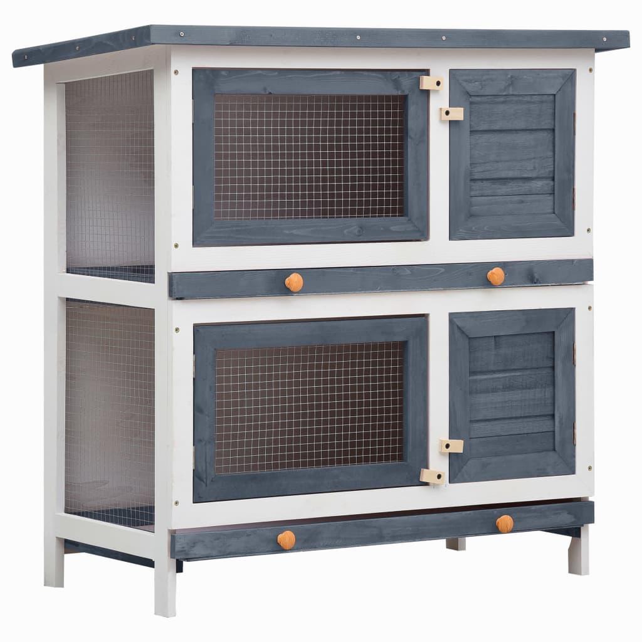 Voir la diapositive 1 : VIDAXL Clapier d'exterieur 4 portes Gris Bois