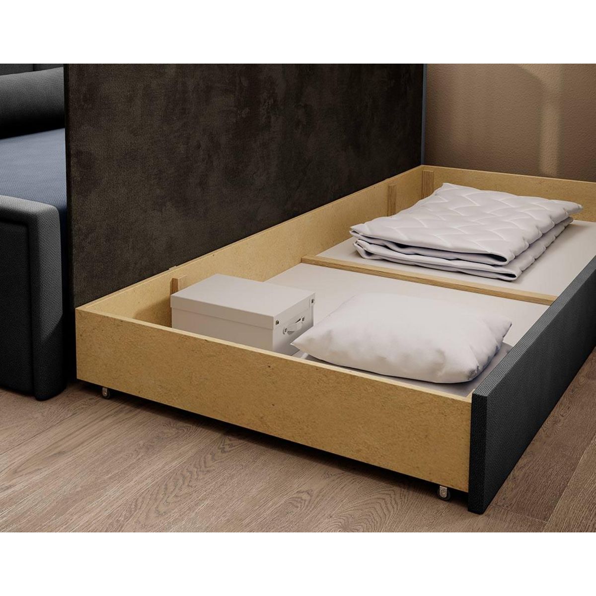 BEST MOBILIER James - canapé 3 places droit convertible avec coffre en velours