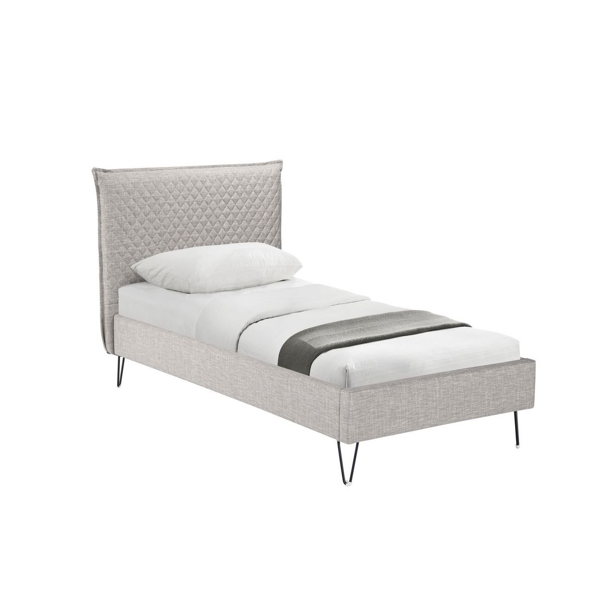 Lit simple avec sommier et tête de lit effet matelassé 90x190 cm ALBAN