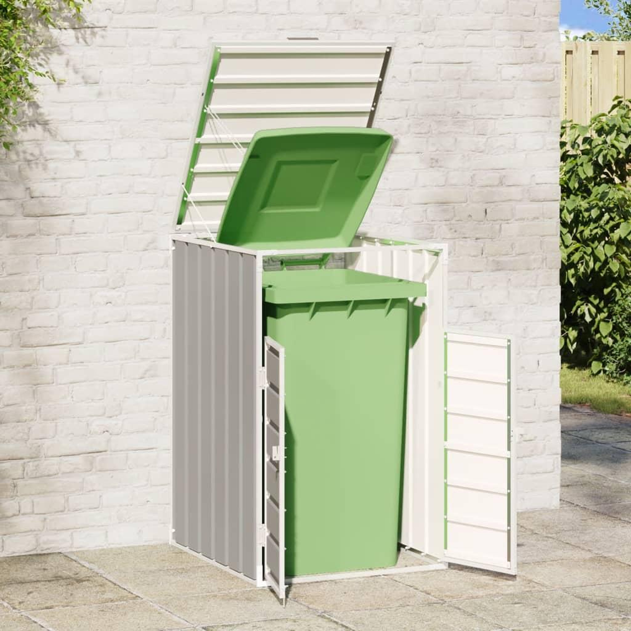 Voir la diapositive 3 : VIDAXL Rangement a roulettes pour poubelles pour bac unique gris acier