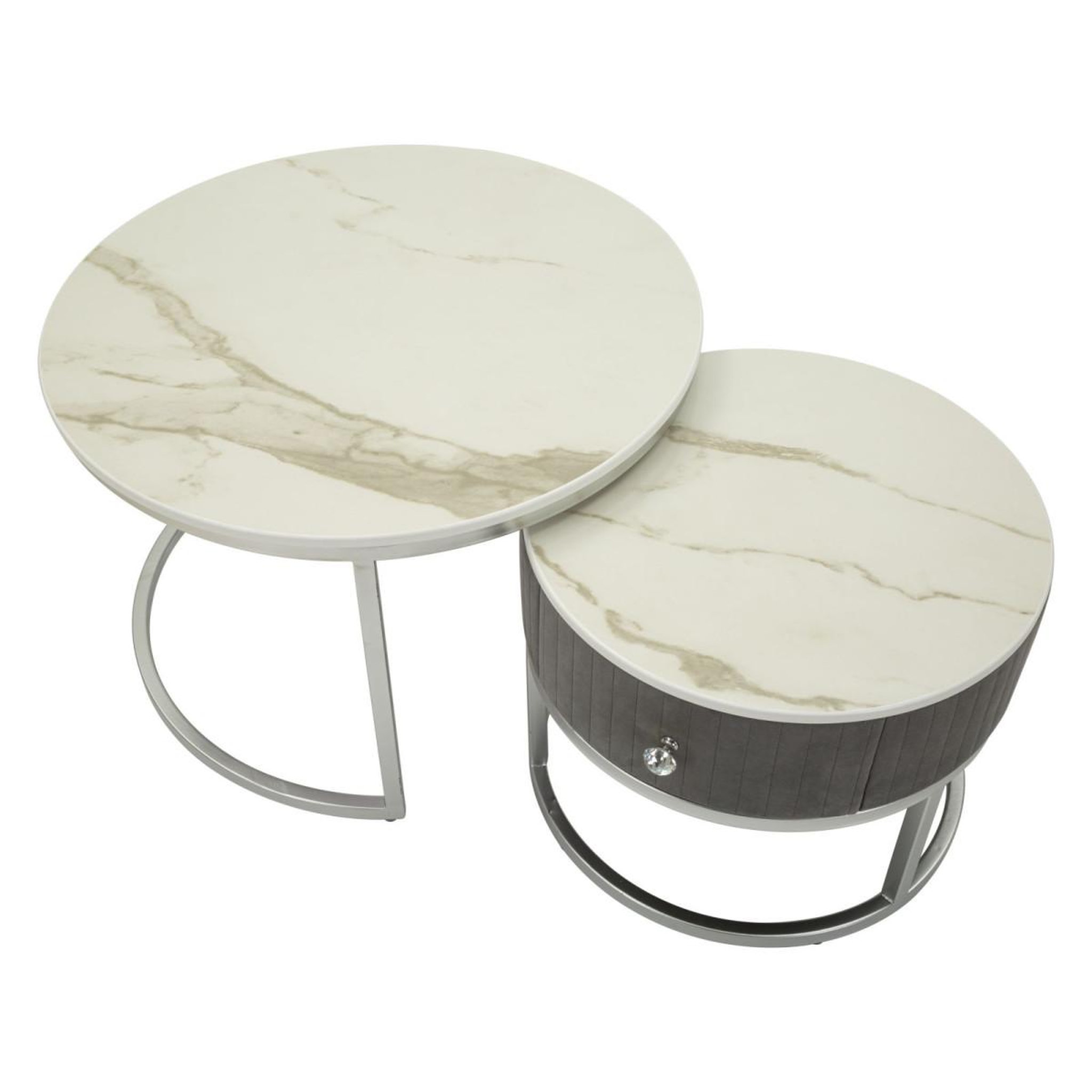 Voir la diapositive 4 : Paris Prix Lot de 2 tables basses  votix  70cm gris & argent