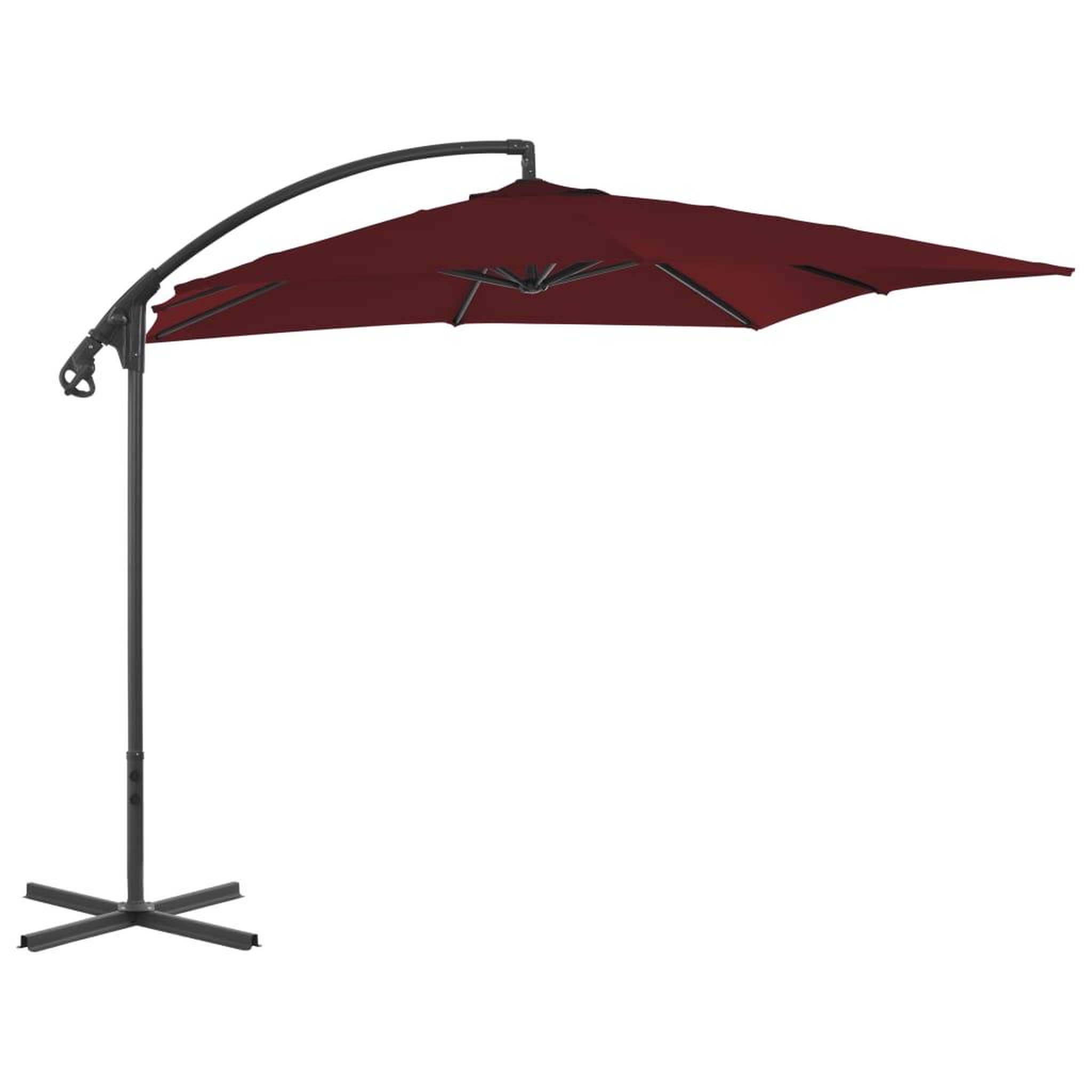 Voir la diapositive 1 : VIDAXL Parasol de jardin en porte-a-faux mat en acier rouge bordeaux
