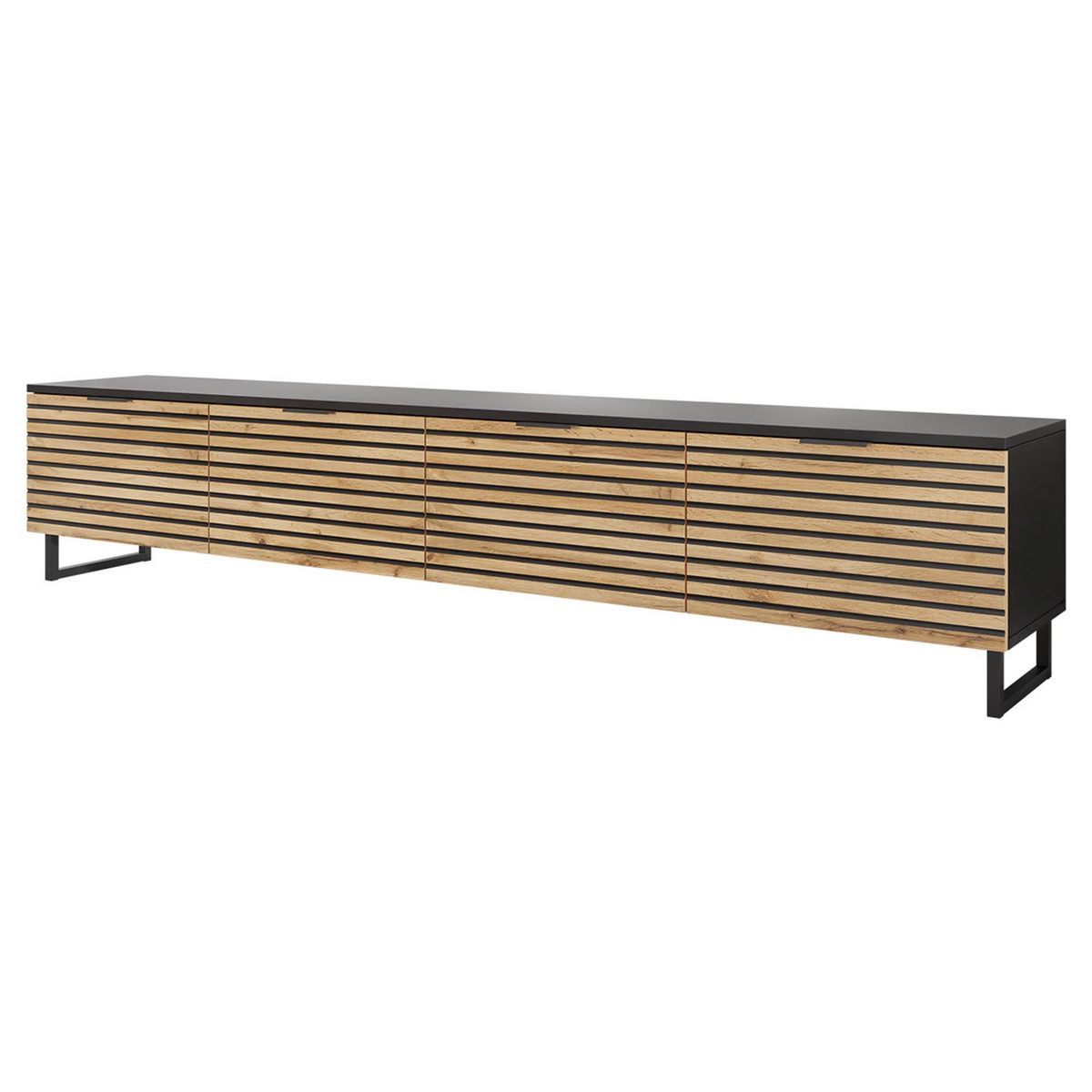 BEST MOBILIER Olympie - meuble tv - effet bois et noir - 200 cm