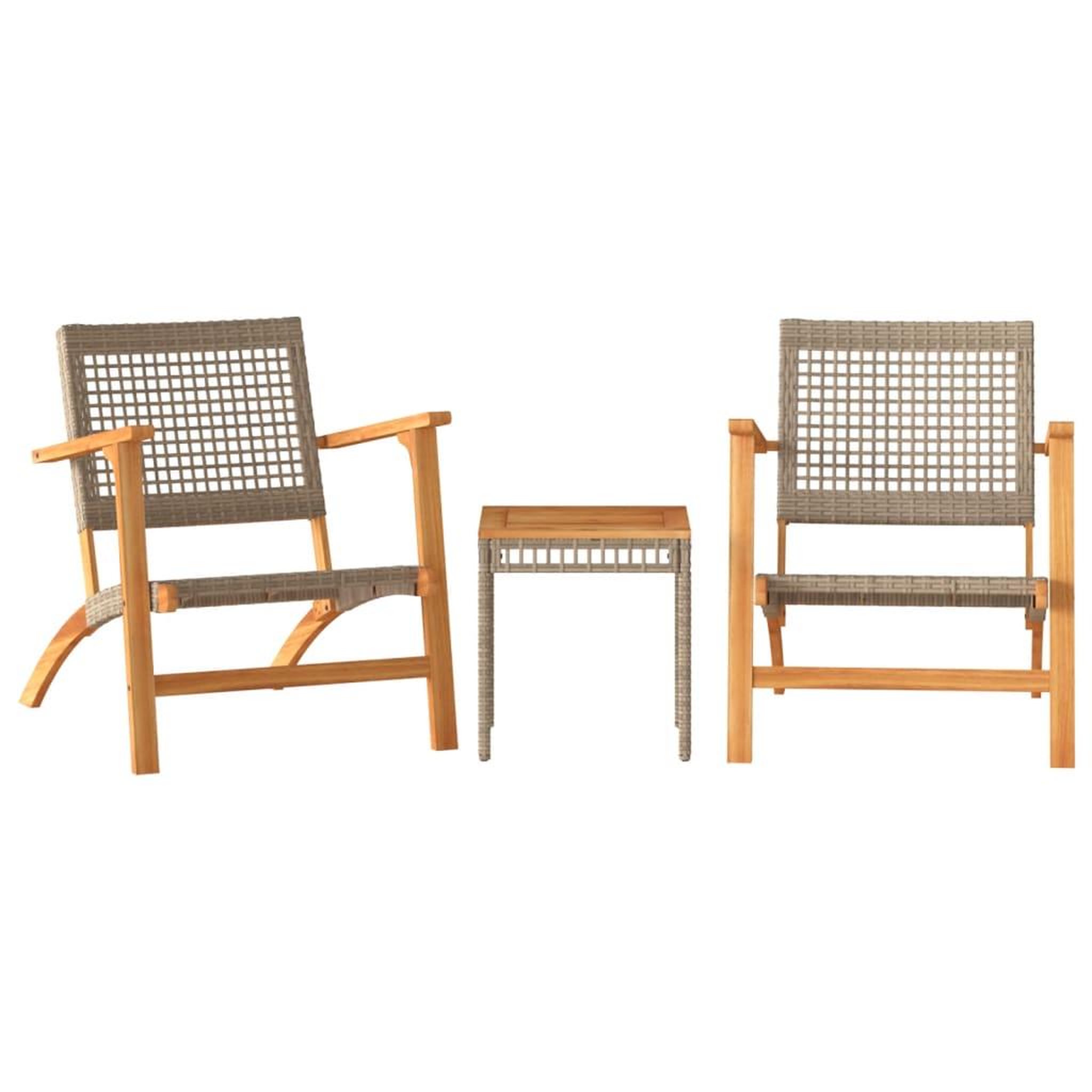 Voir la diapositive 2 : VIDAXL Ensemble de bistro 3 pcs beige resine tressee et bois d'acacia