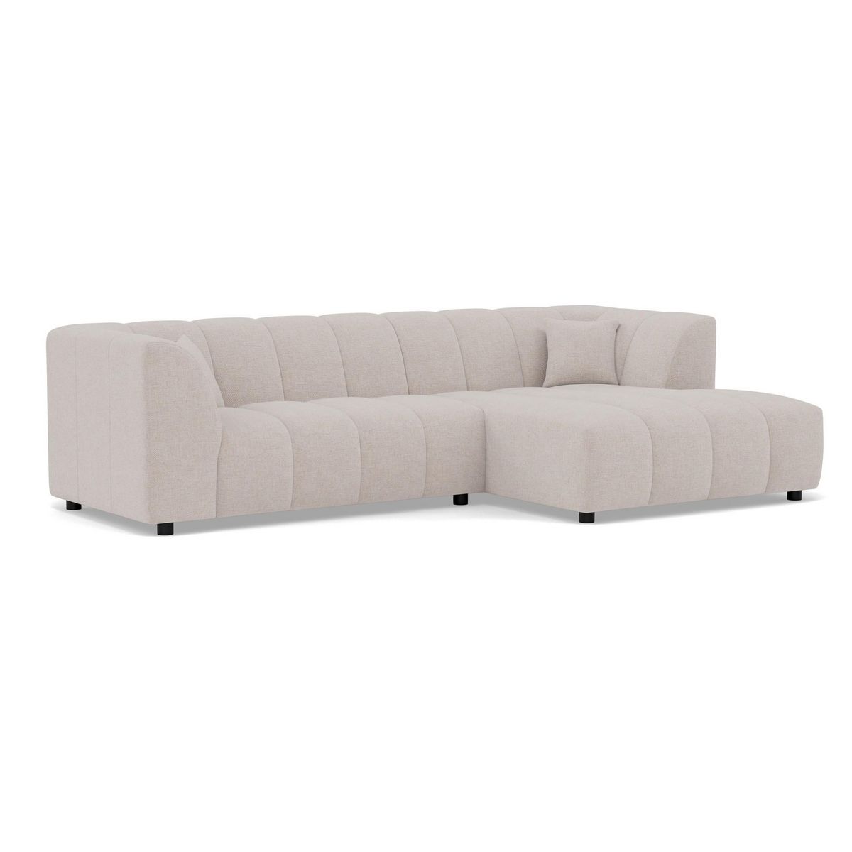 LISA DESIGN Curtis - canapé d'angle droit 4 places avec accoudoir en tissu texturé