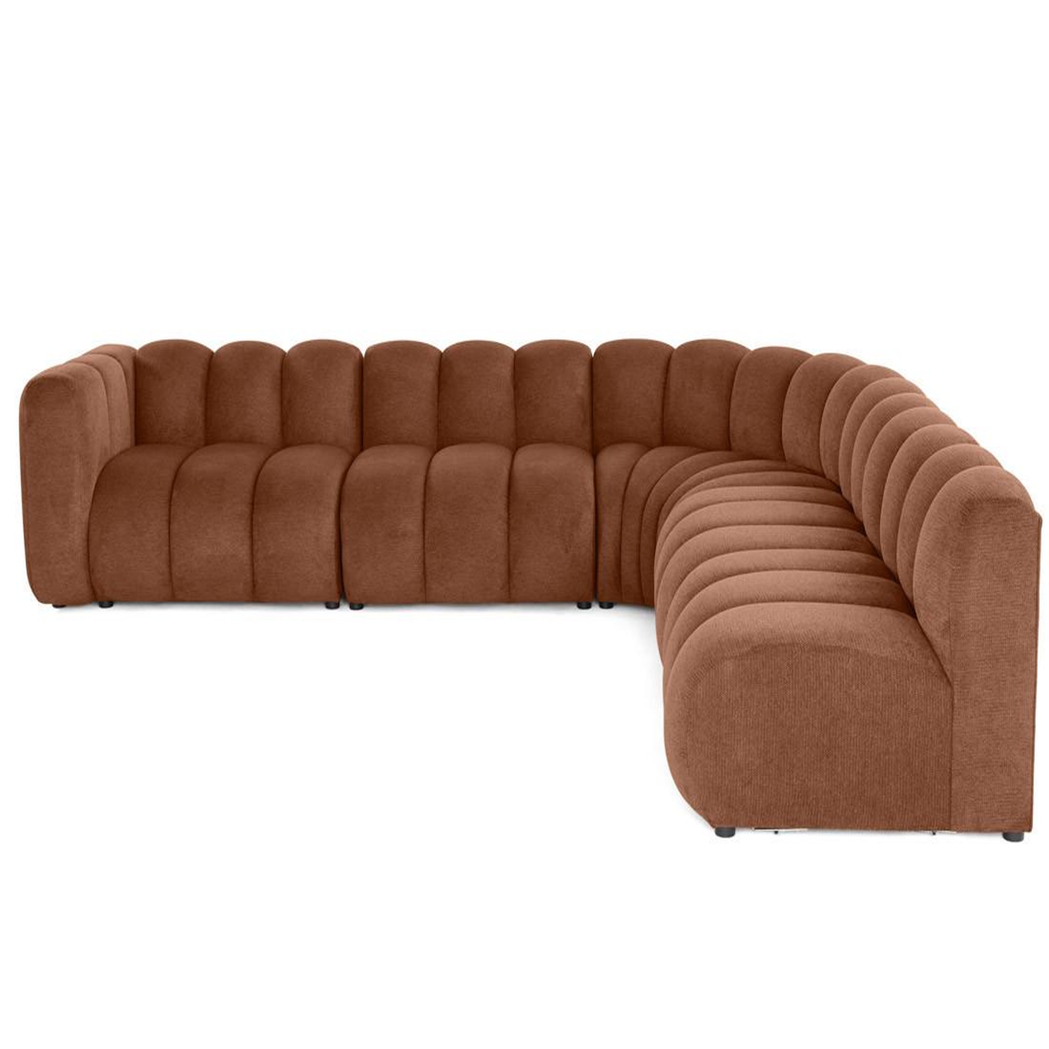 Voir la diapositive 1 : LISA DESIGN Debbie - canapé modulable d'angle droit 5 places en tissu texturé